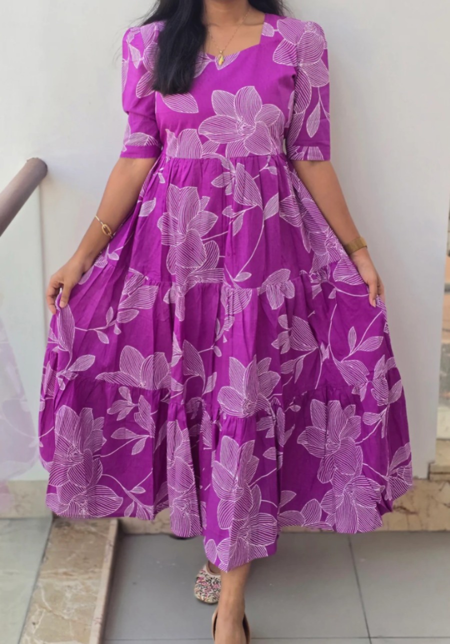 Anbarasi: Aarral Jaipur Cotton Western Maxi with Pocket | 3/4 Sleeve Dress