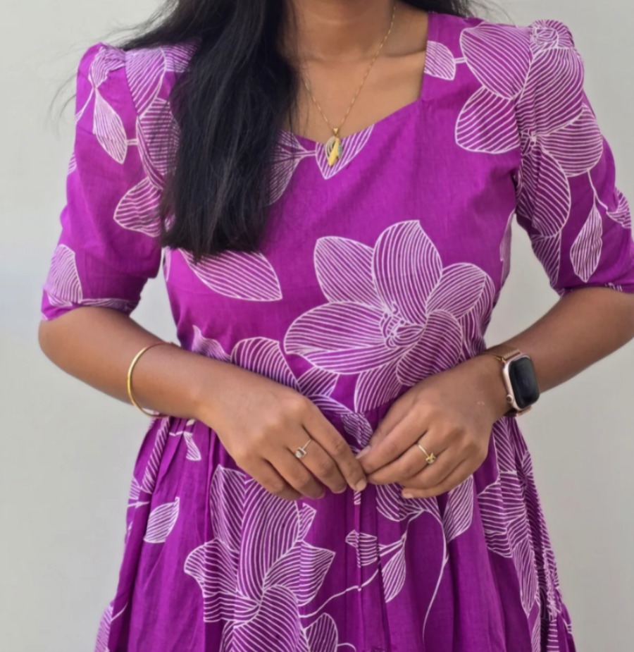 Anbarasi: Aarral Jaipur Cotton Western Maxi with Pocket | 3/4 Sleeve Dress