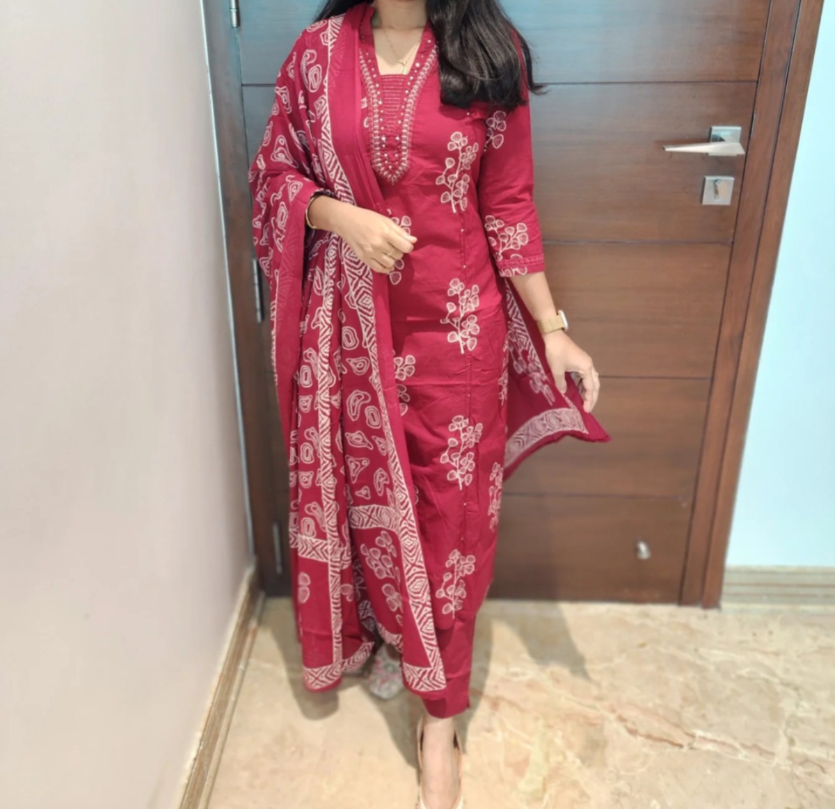 Cotton Salwar Set Dress for Women – Kurti, Pant & Dupatta | Aarral Collection