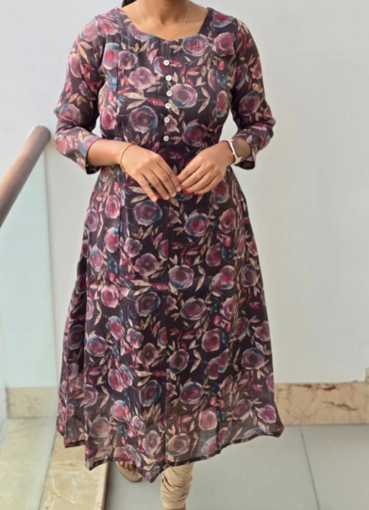 Anbarasi: Semi Umbrella Tissue Silk Kurti, 46-Inch Length, Sizes S to XXL