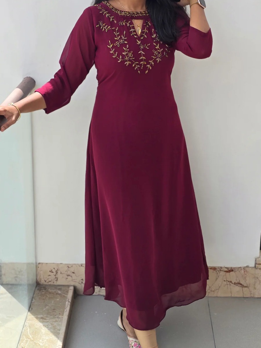Graceful A-Line Georgette Kurti with Crepe Lining – S to XXL