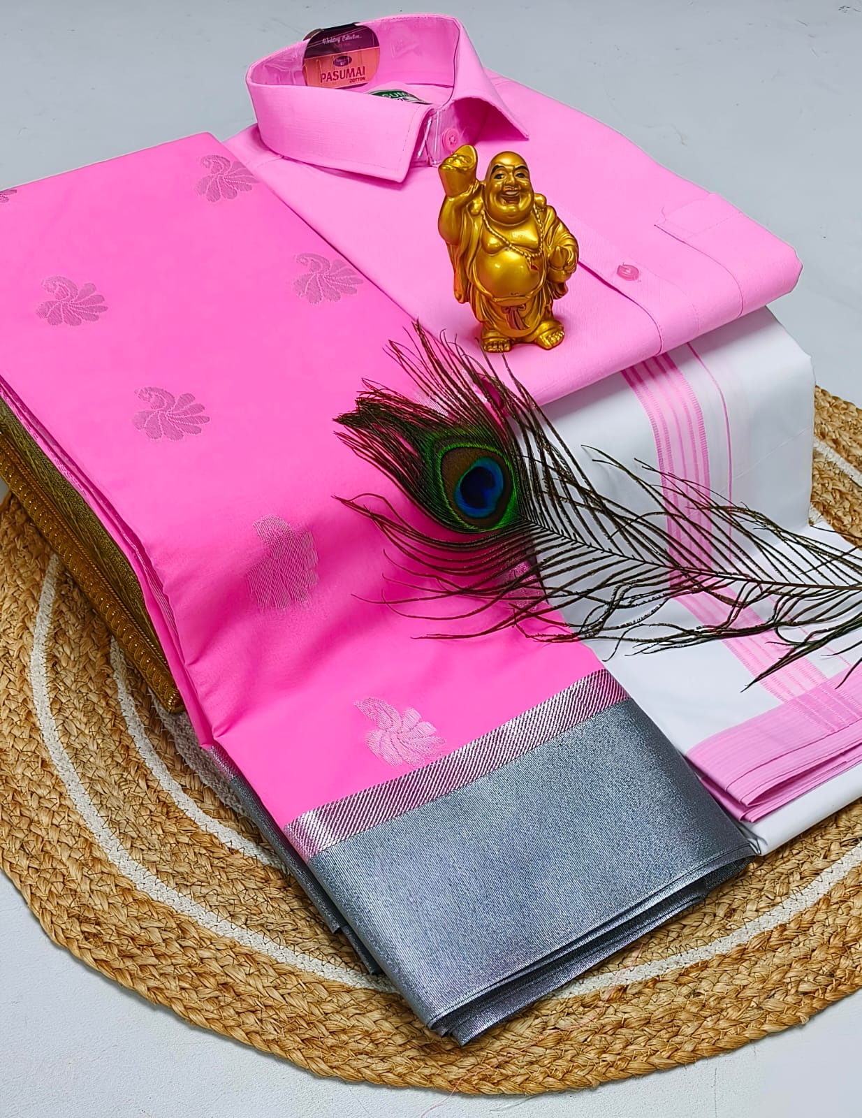 Ellampillai soft silver silk cotton sarees & cotton dotis, shirts