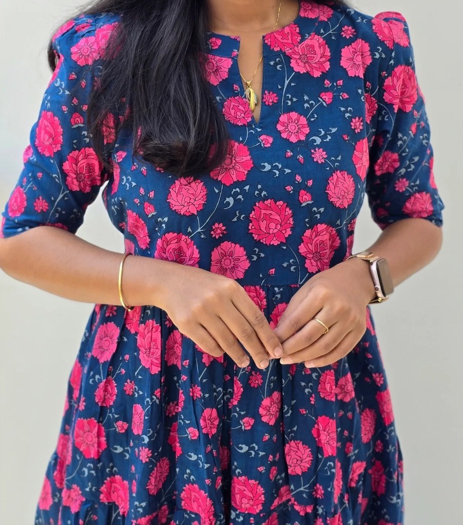 Anbarasi: Elegant Jaipur Cotton Western Maxi with Pocket – Aarral Women's Kurtis