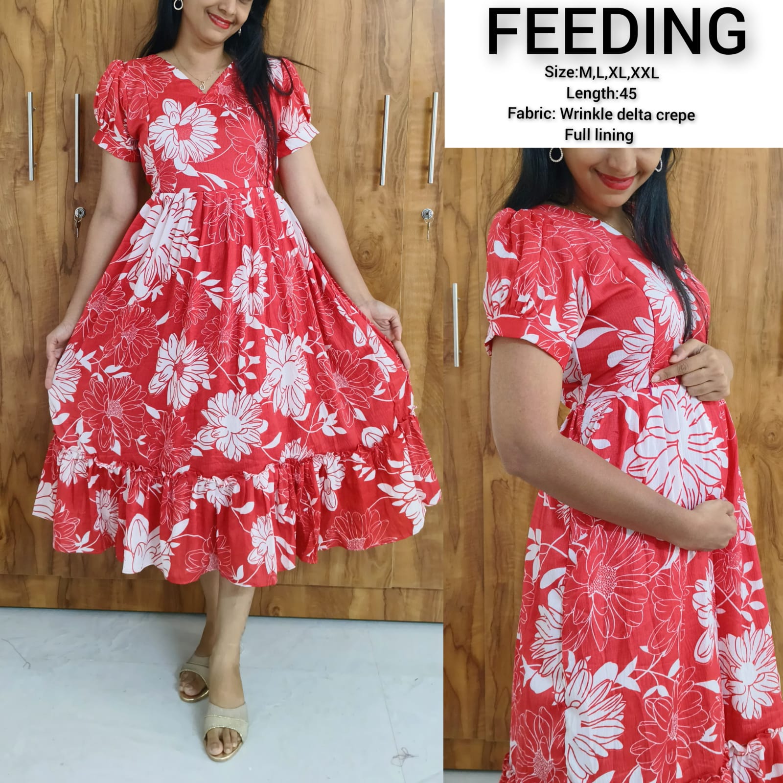 Anbarasi: Delta Premium Flared Feeding Gown with Crepe Lining – M to XXL