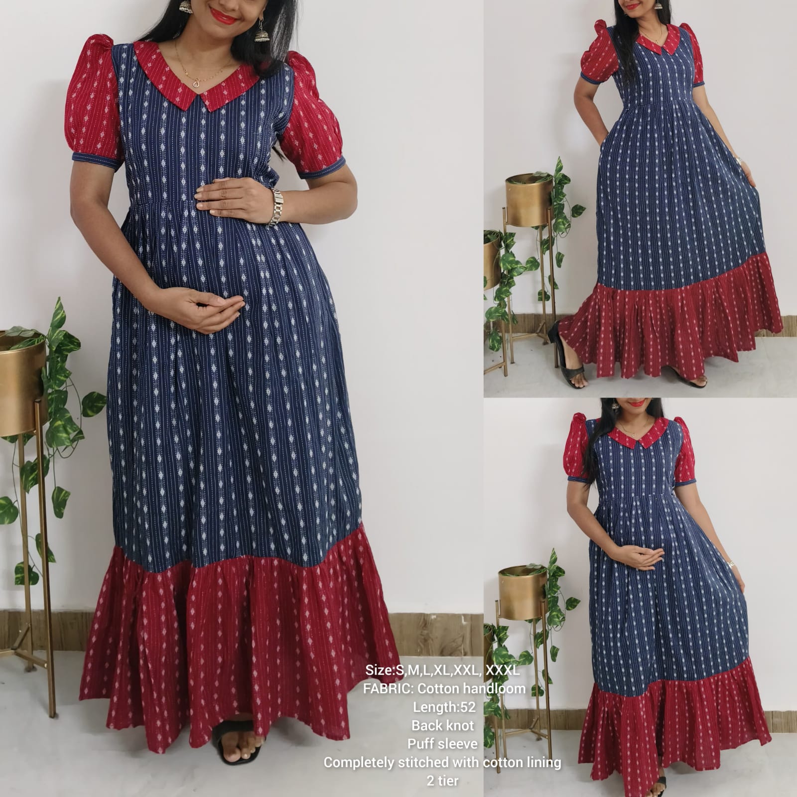 Anbarasi: Cotton Maternity Maxi Dress with Invisible Zips | Aarral Feeding Wear