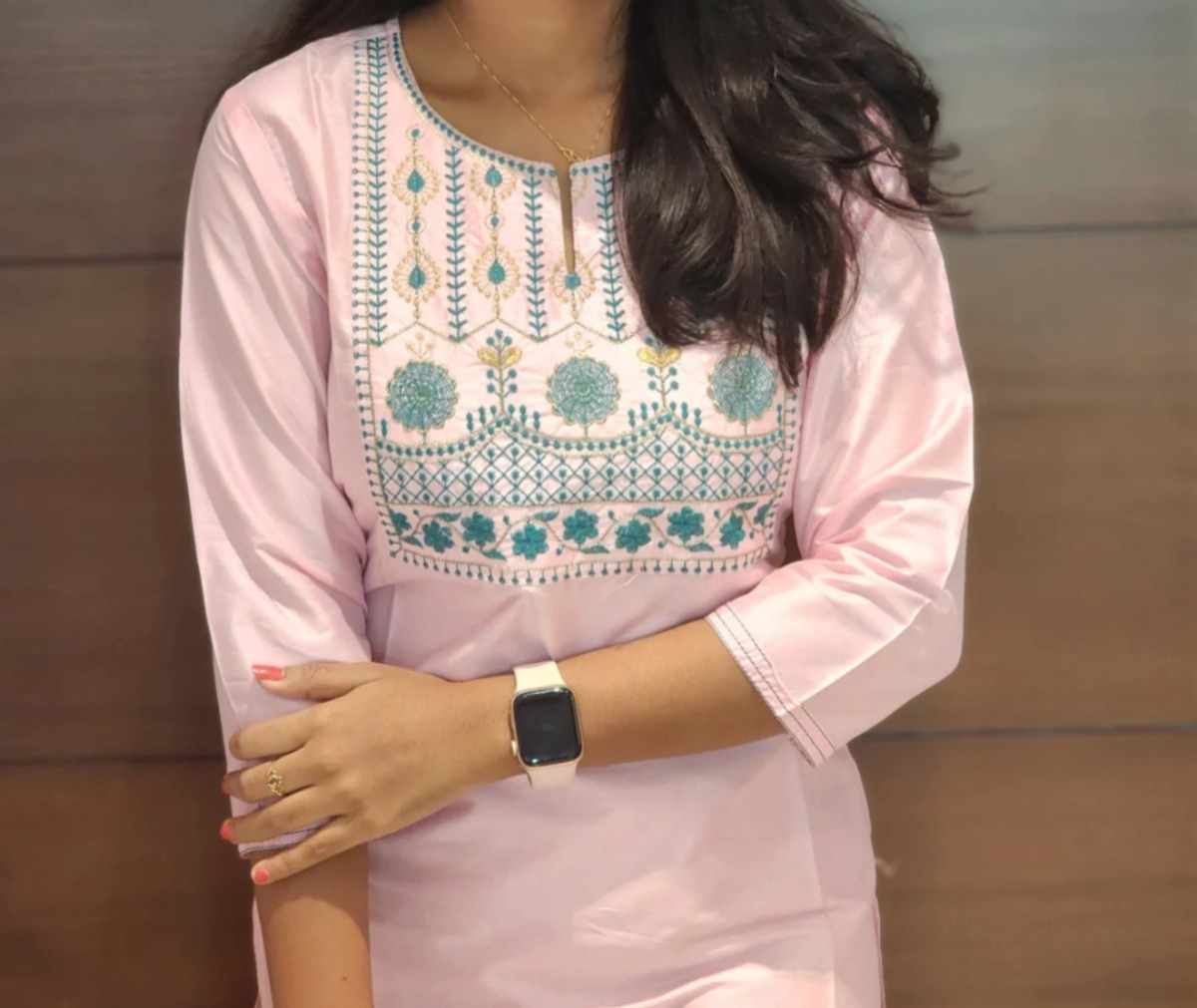 Anbarasi: Silk Cotton Straight Cut Embroidered Kurti – 40-Inch Length, Available in S to XXL