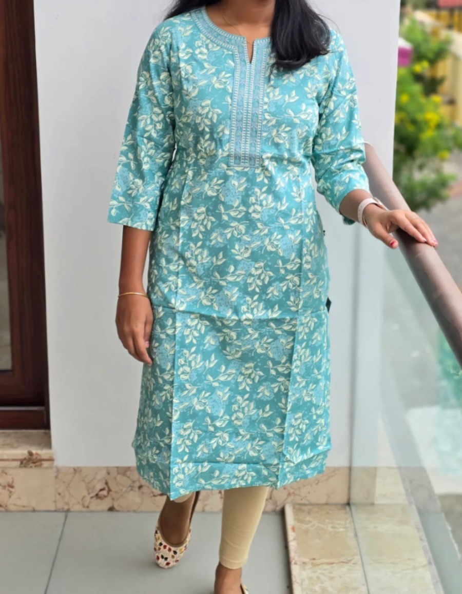 Anbarasi: Rayon Embroidered Straight Cut Kurtis | With Pocket | Sizes S to XXL