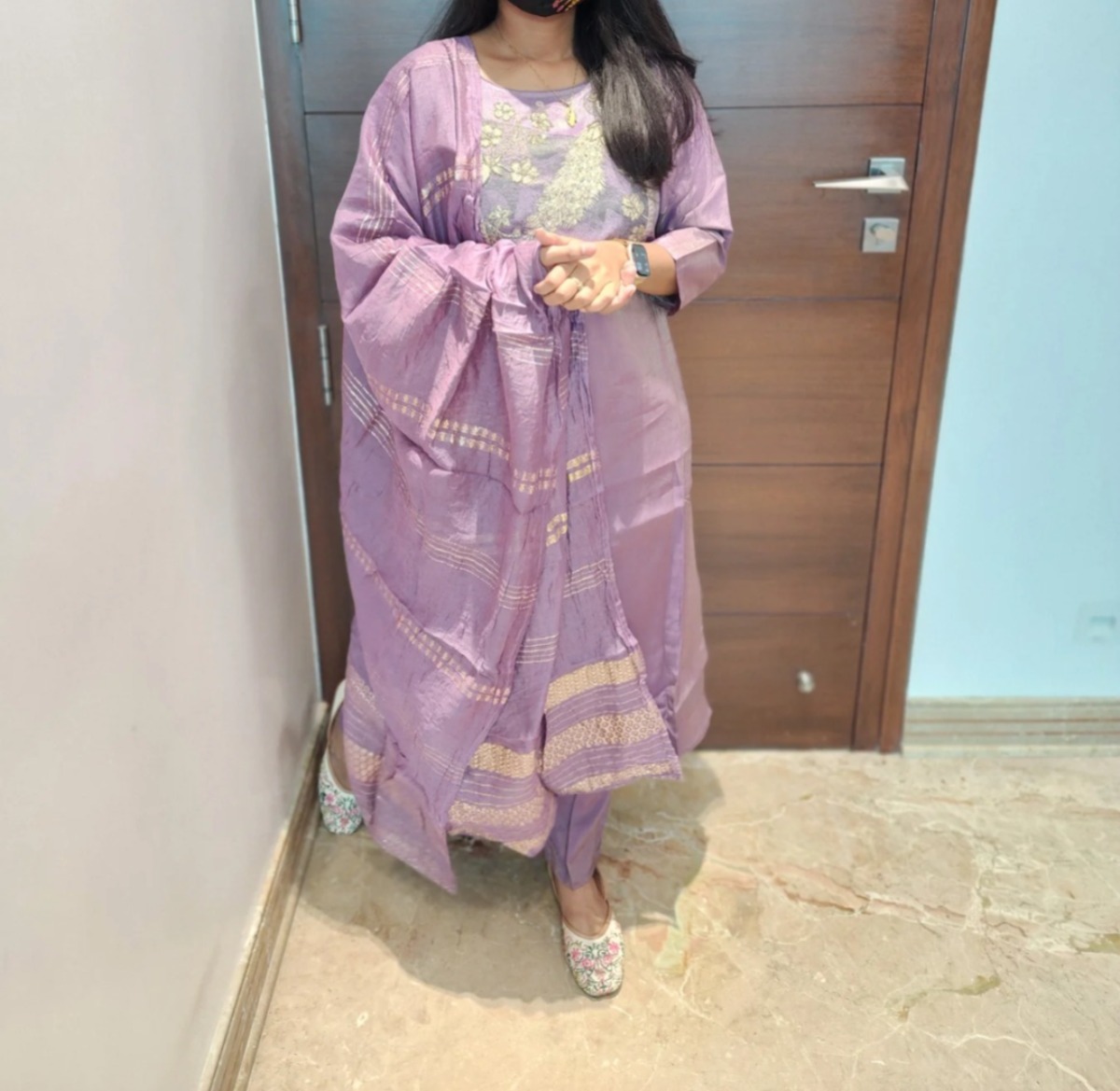 Anbarasi: Aarral Roman Silk Salwar Set with Lining | Kurti, Pant & Dupatta