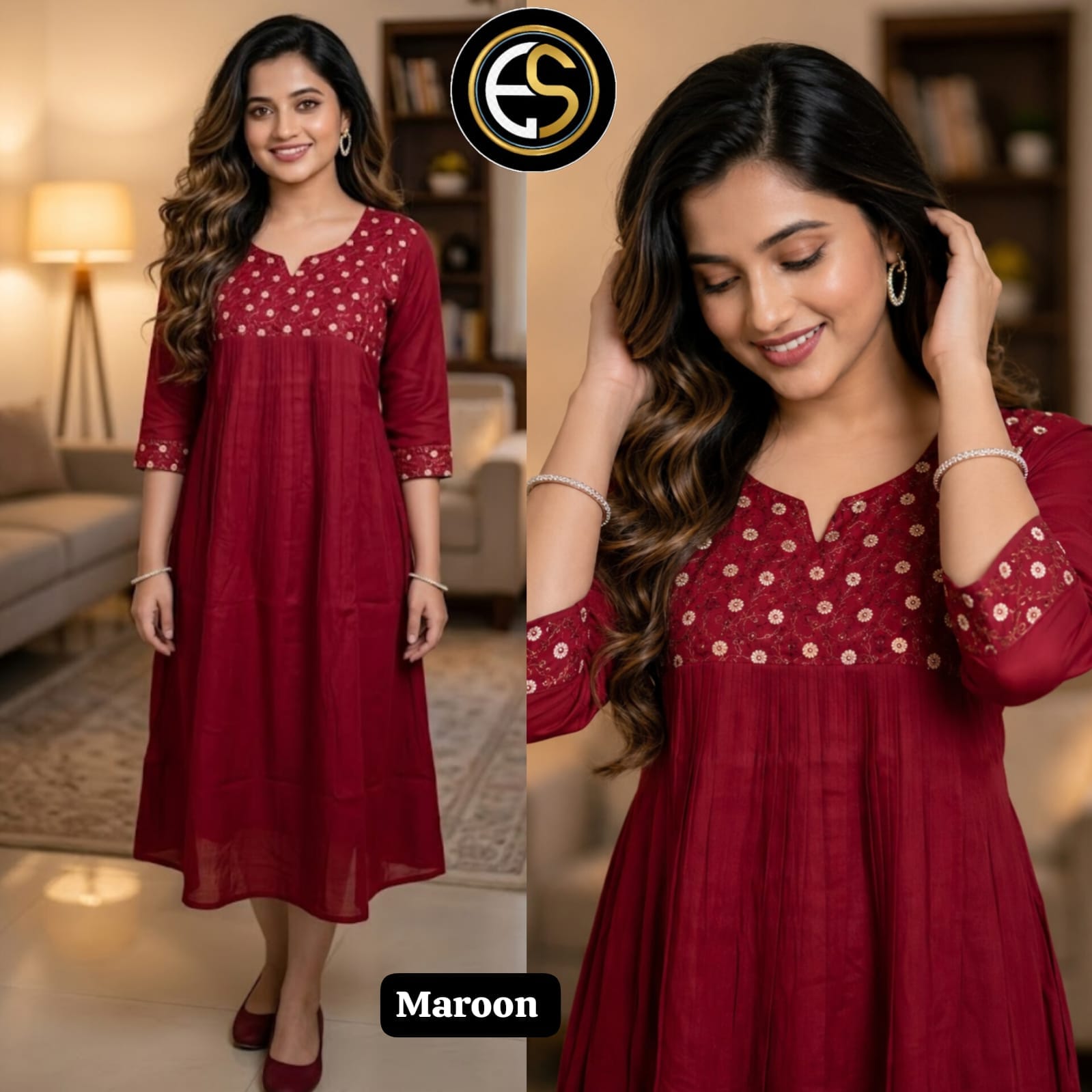 Premium mul chanderi Aline anarkali kurti 