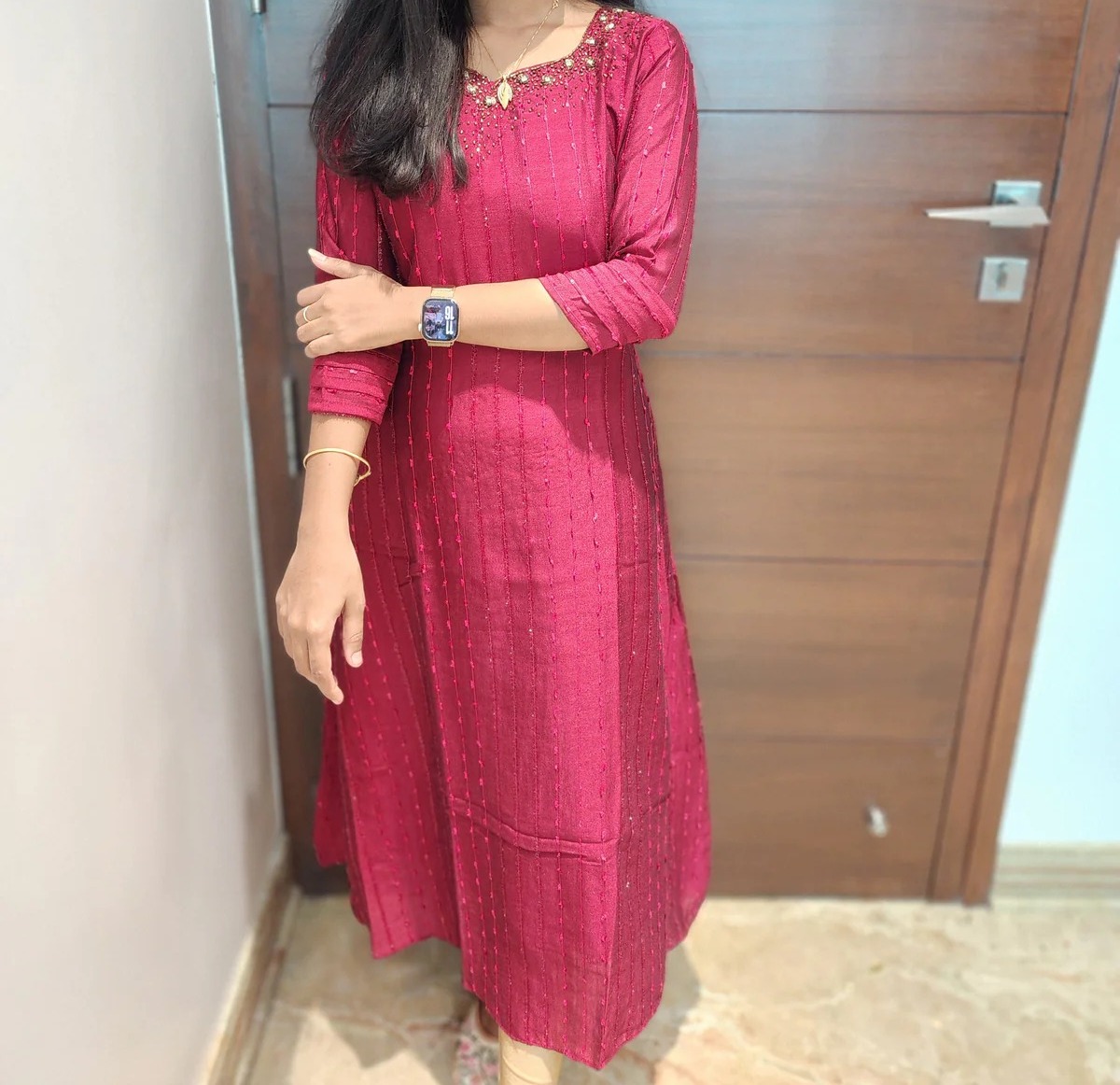 Vichitra Silk Straight Cut Kurtis with Heavy Handwork | Elegant Ethnic Wear for Women