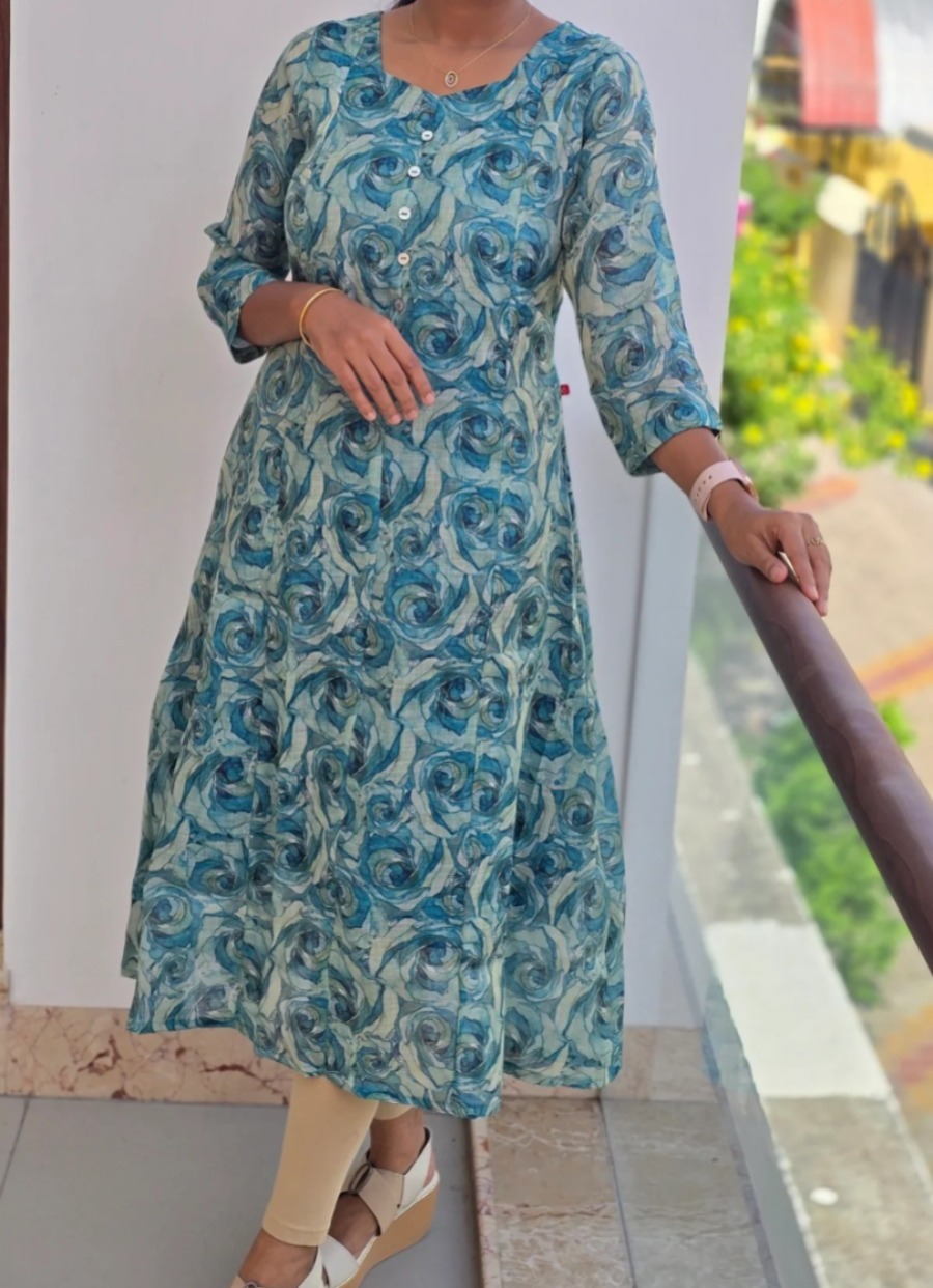 Anbarasi: Semi Umbrella Tissue Silk Dress | Available in S to XXL | 43-inch Height