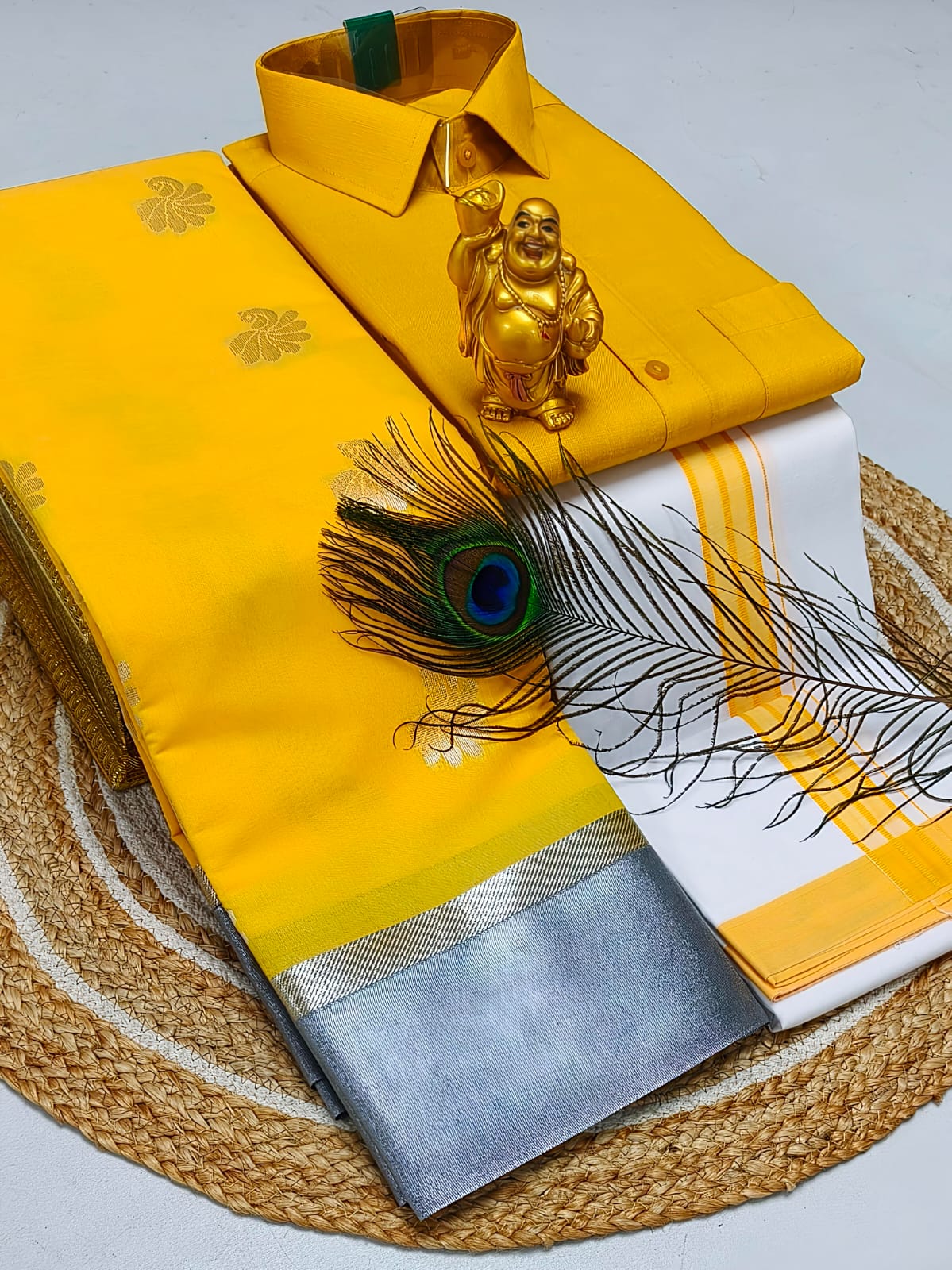 Ellampillai Soft silver silk cotton saree & cotton dotis, shirts 