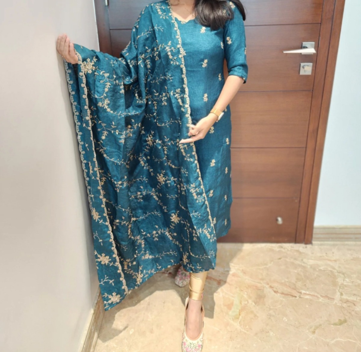 Space silk salwar set with lining 