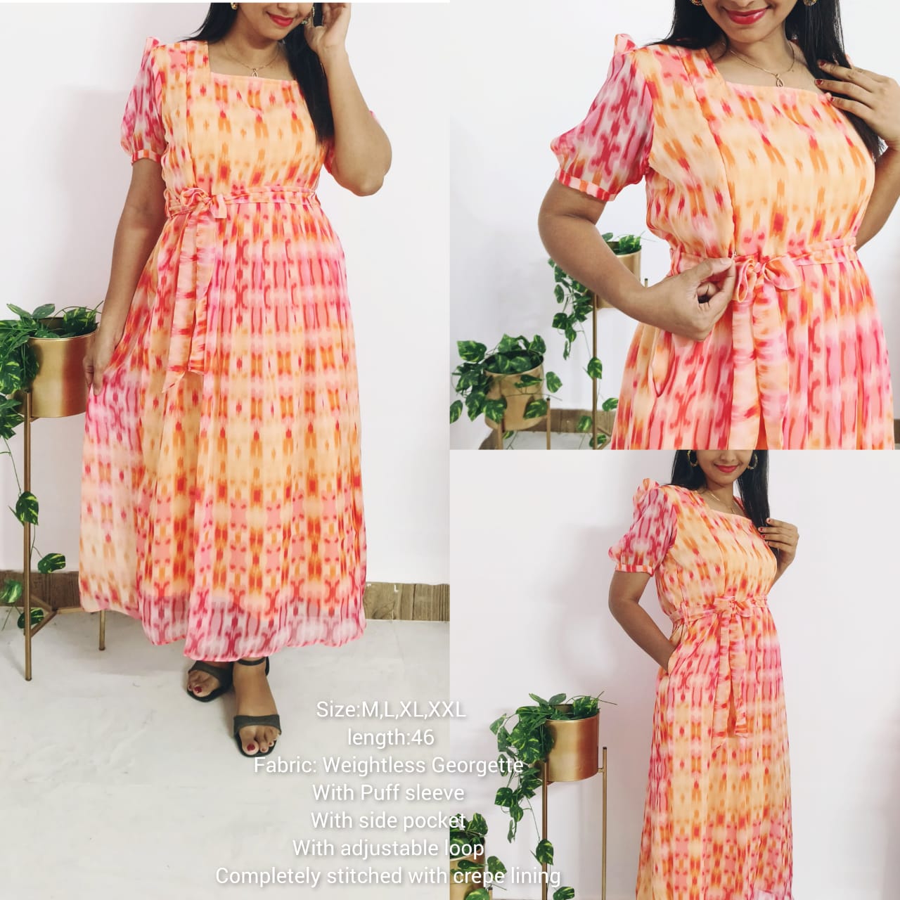 Anbarasi: Georgette pinkish orange feeding dress 