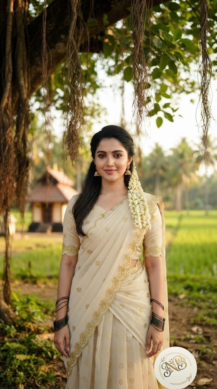 Anbarasi: Organza tissue dhavani set with lining