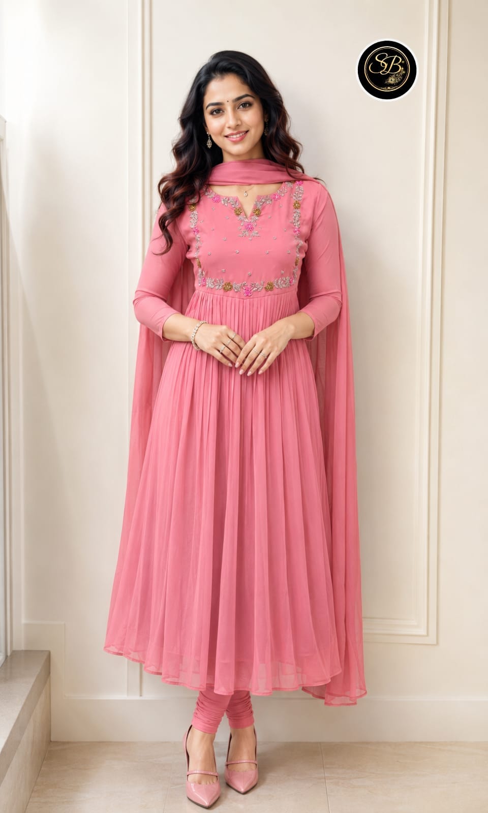 Anbarasi: Georgette designer neck line heavy handwork 
