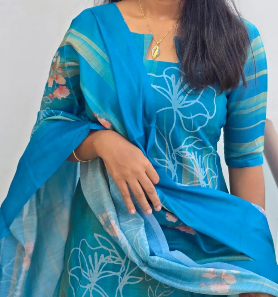 Anbarasi: Elegant Chanderi Cotton Salwar Set with Dupatta – Full Lining | Aarral