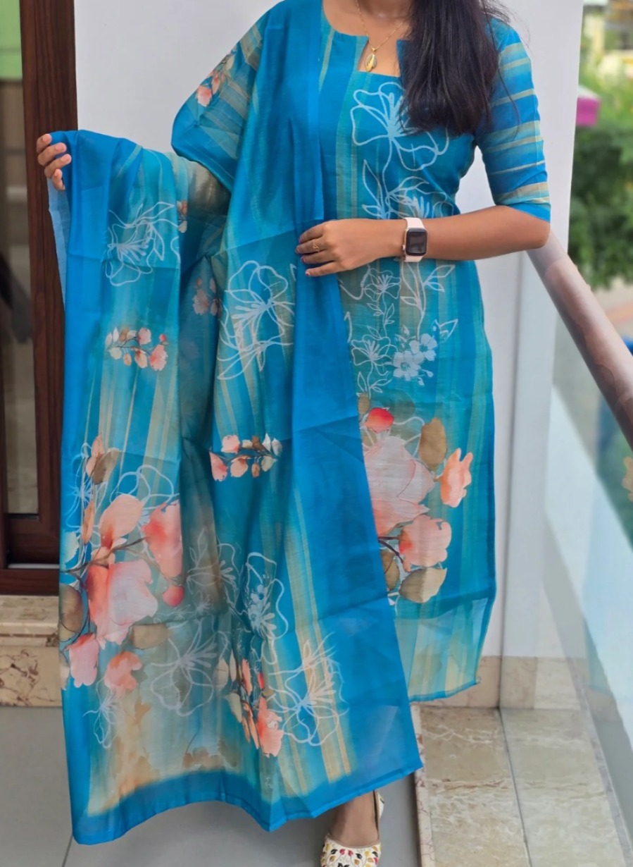 Anbarasi: Elegant Chanderi Cotton Salwar Set with Dupatta – Full Lining | Aarral