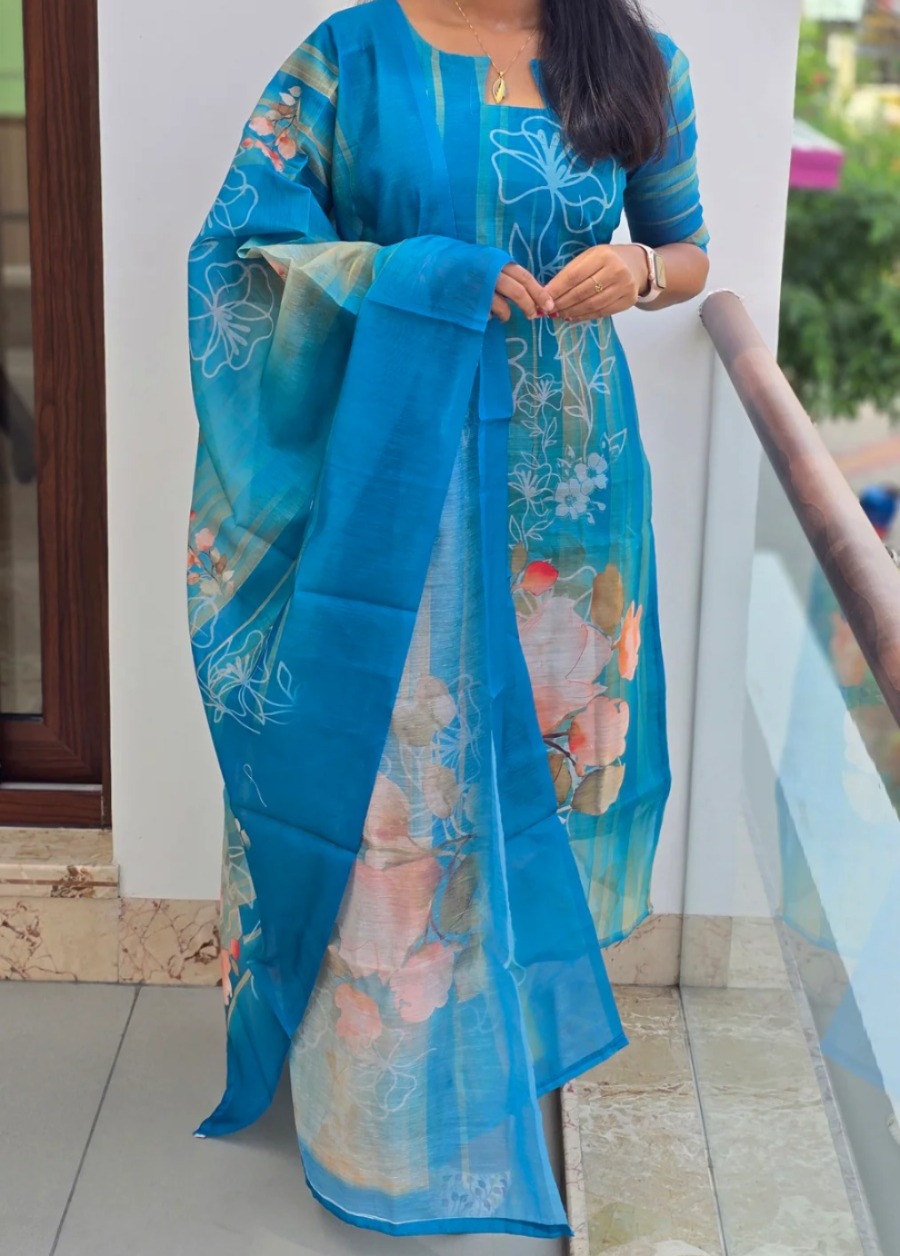 Anbarasi: Elegant Chanderi Cotton Salwar Set with Dupatta – Full Lining | Aarral