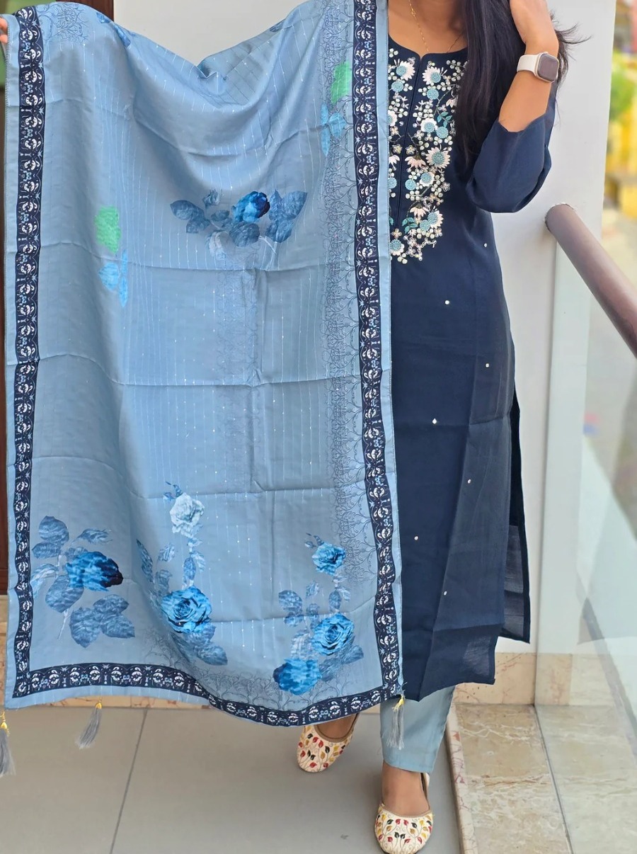 Anbarasi: Vichitra Silk Salwar Set with Dupatta – Elegant Ethnic Kurtis & Kurtas