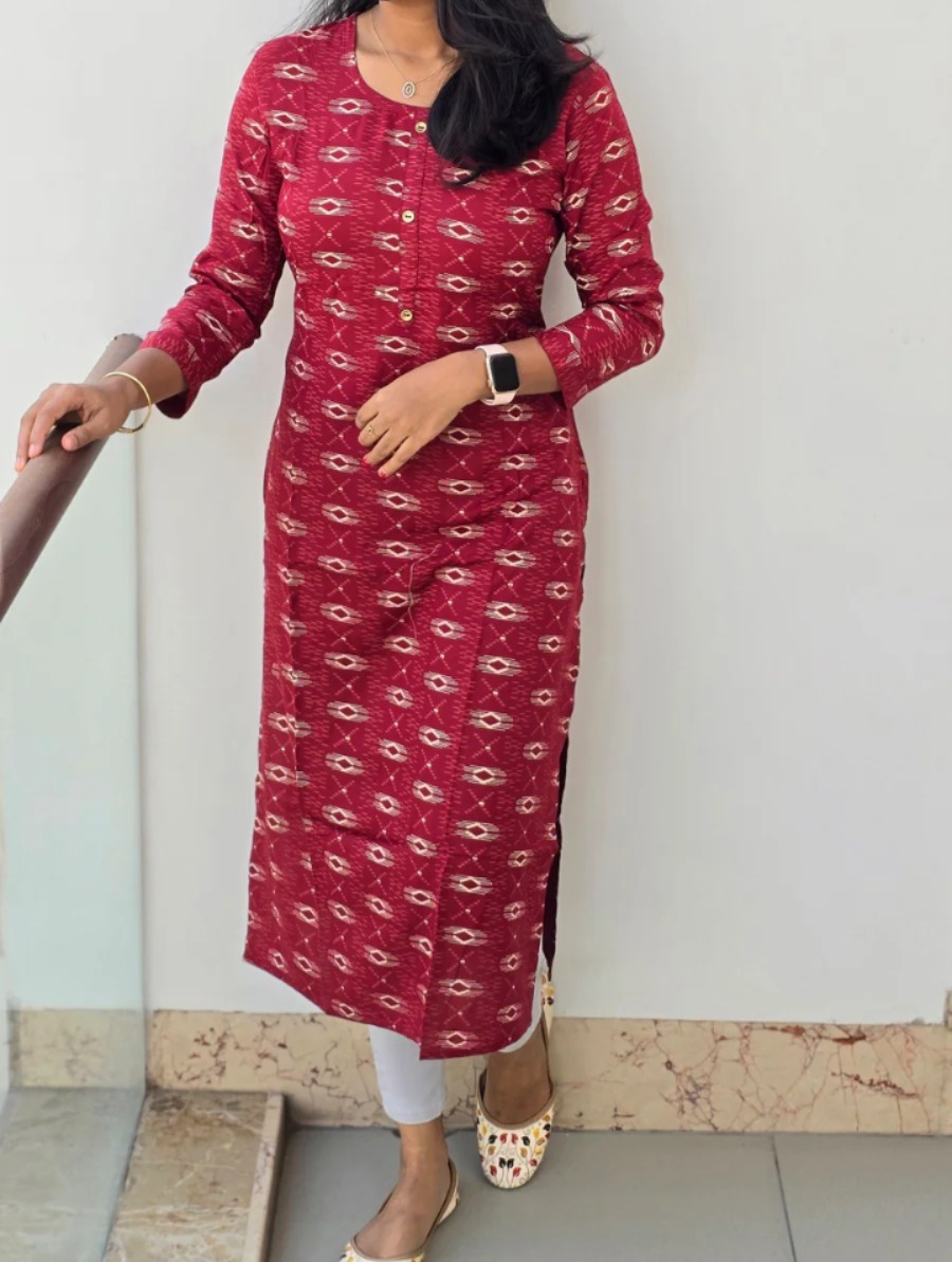 Anbarasi: Straight Cut Rayon Kurti, 43-Inch Length, Available in Sizes S to XXL