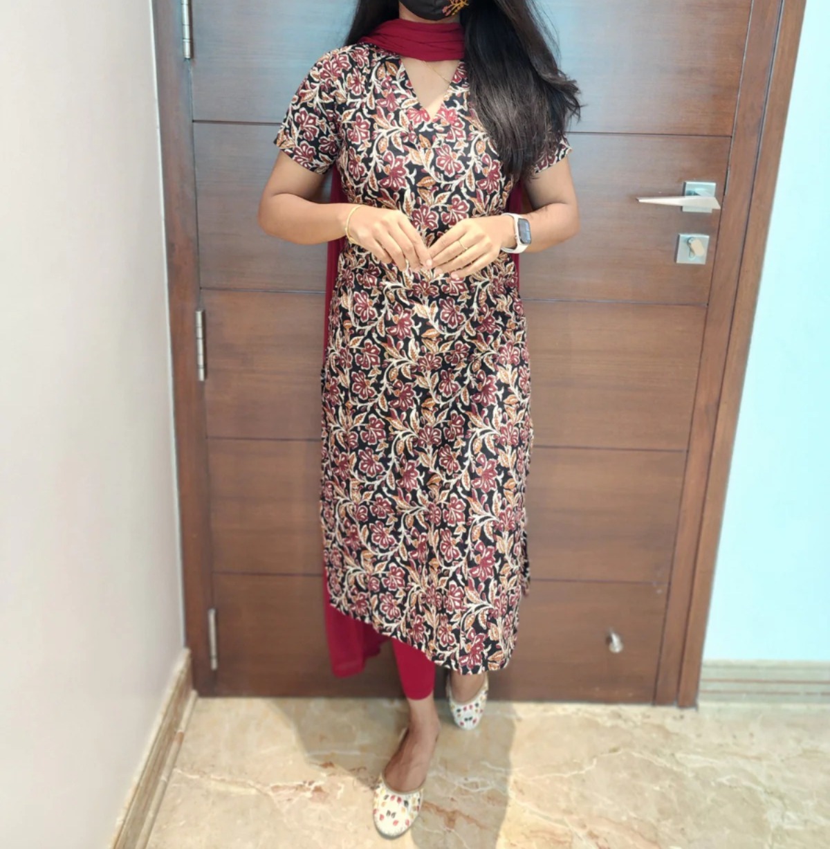 Anbarasi: Cotton with kalamkari straight cut kurti 