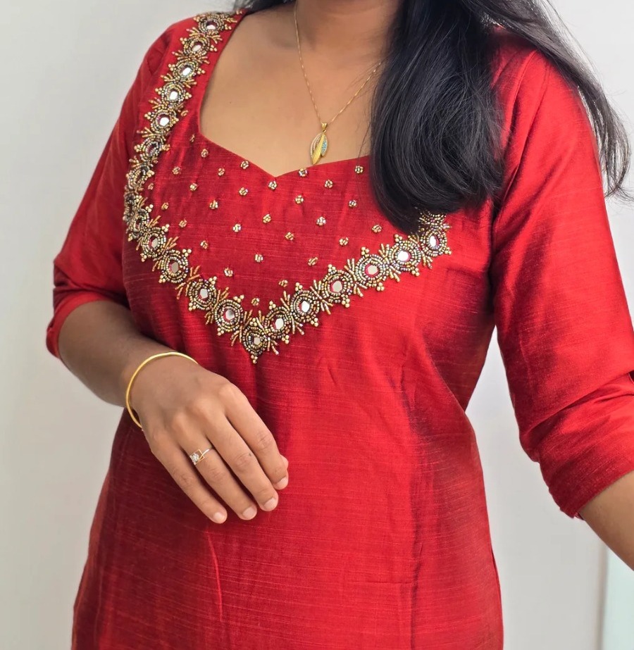 Anbarasi: Raw Silk Straight Cut Kurti with Pant – Elegant Ethnic Wear S to XXL