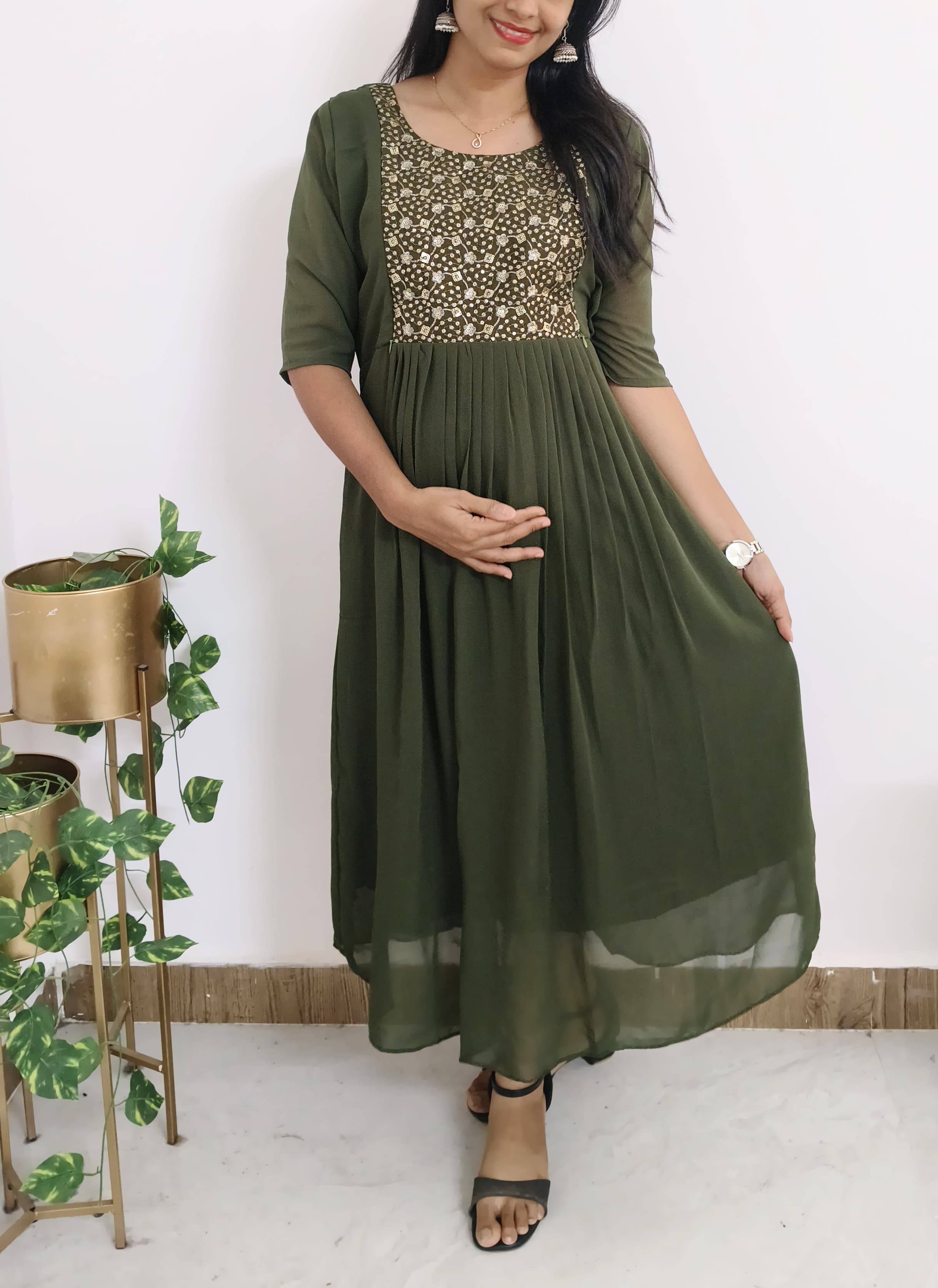 Anbarasi: Georgette Feeding Top with Full Lining & Zip – Stylish Maternity Wear