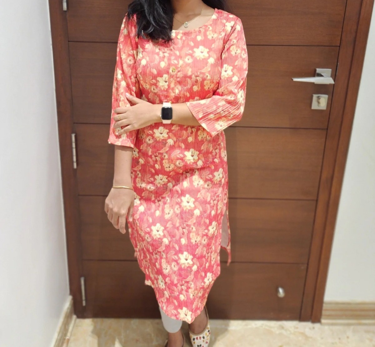 Anbarasi: Straight Cut Kurtis with Pocket | Popcorn Fabric | Sizes S to XXL | 42 Inch Height