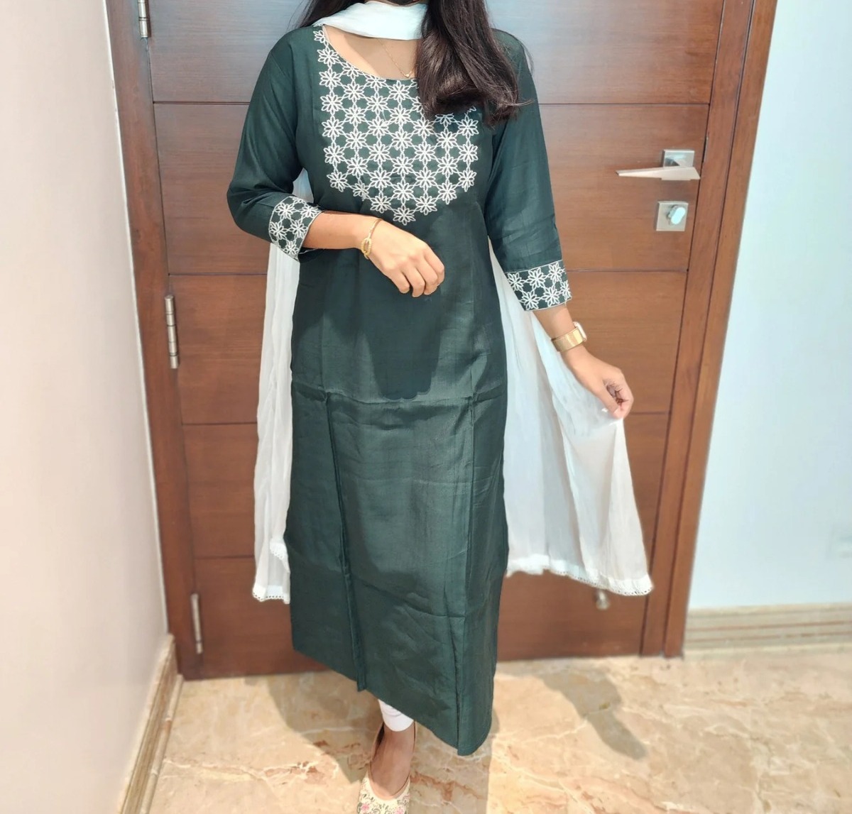 Silk cotton straight cut kurti