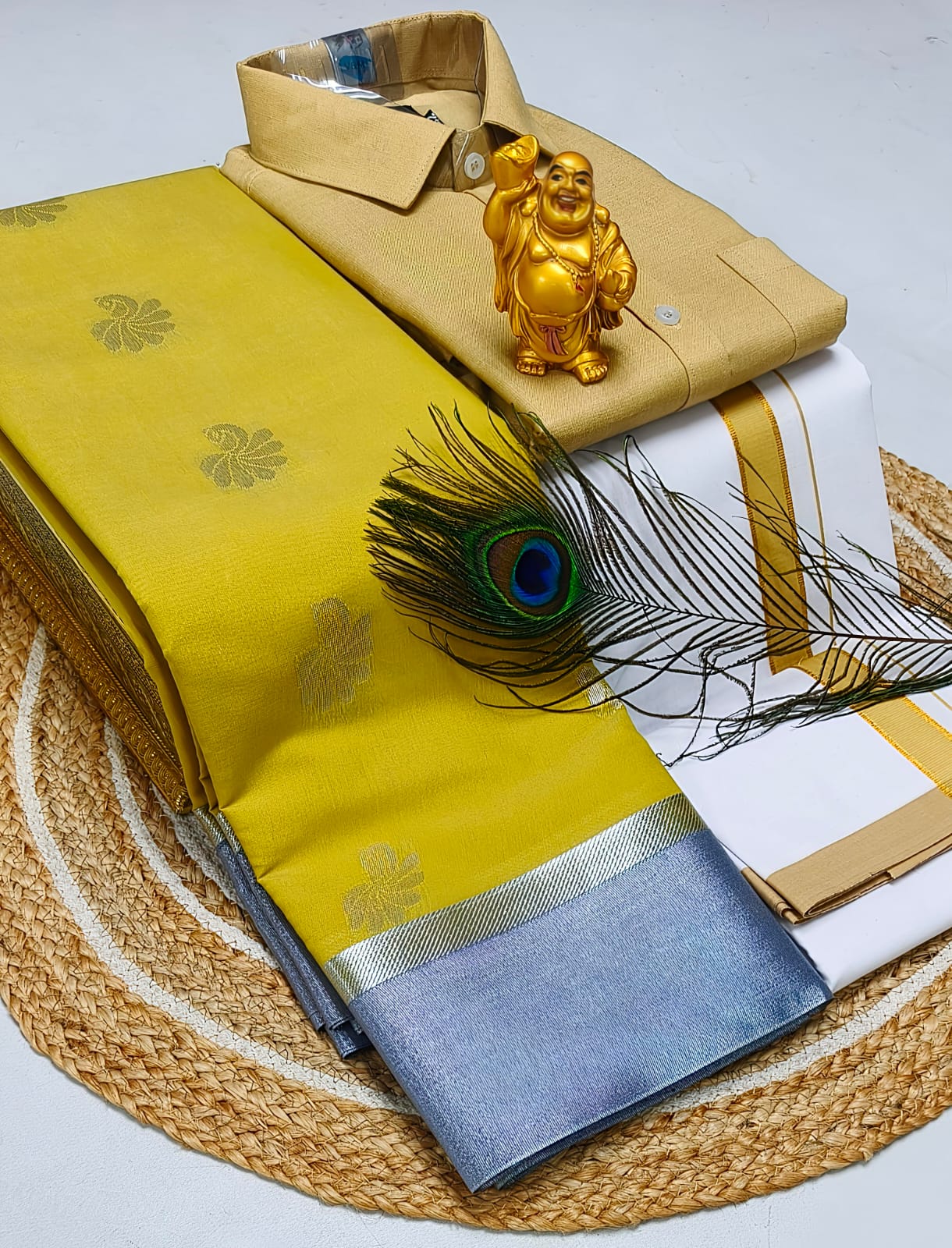 Ellampillai soft silver silk cotton saree & Cotton dotis,shirts