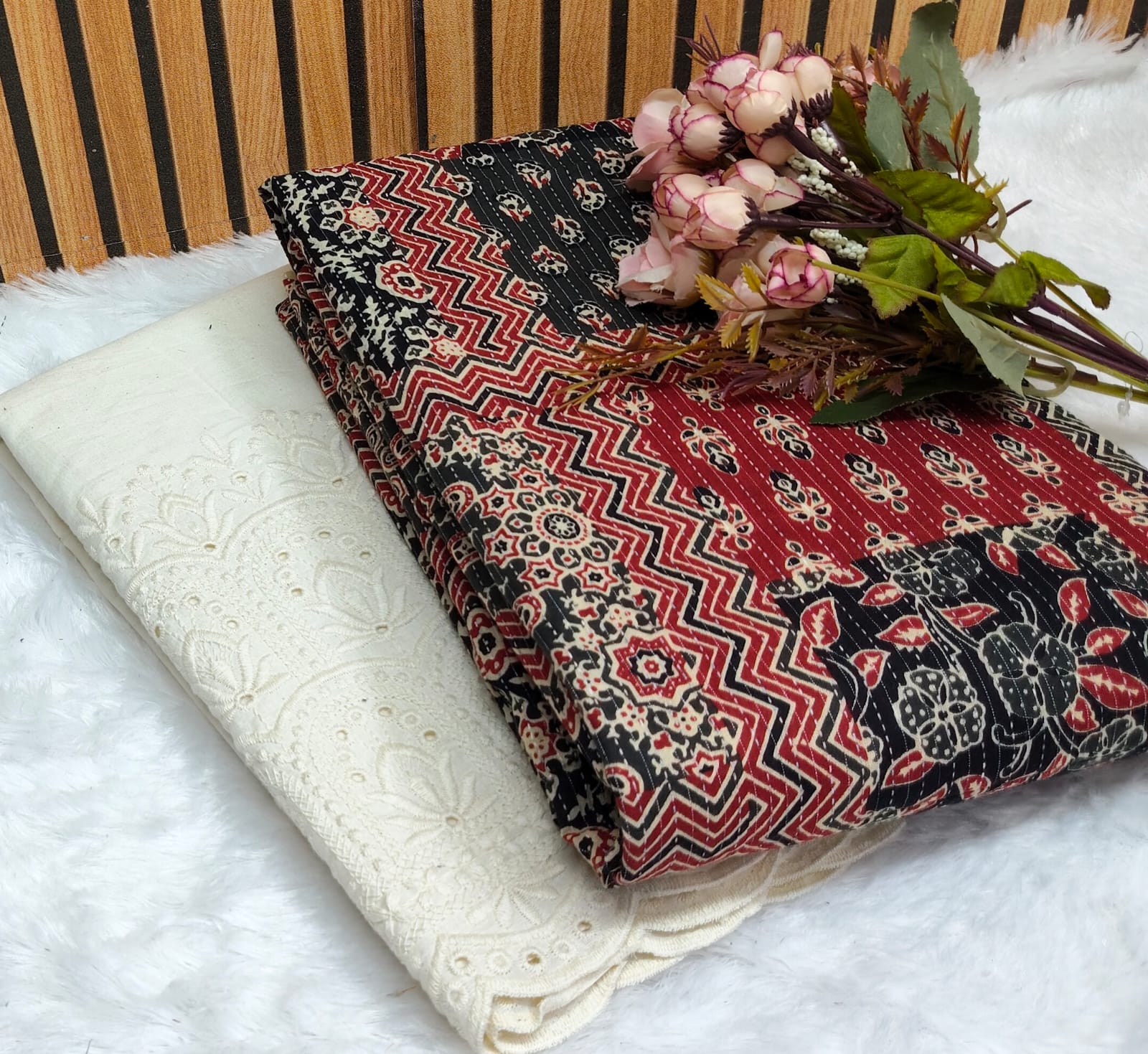Cotton katha with plazzo bottom