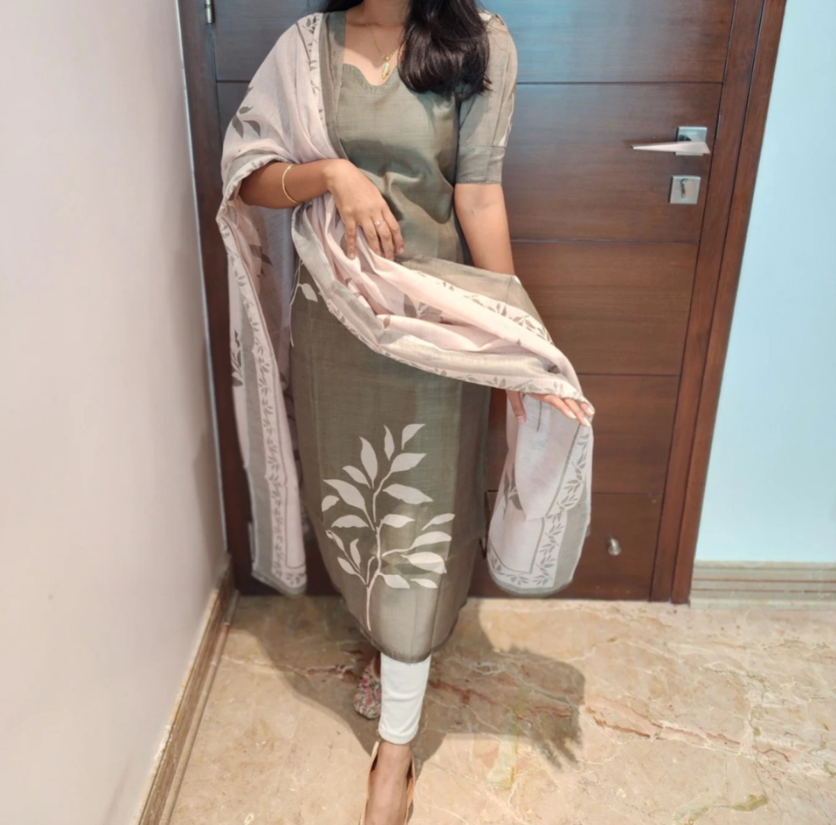 Chanderi Cotton Salwar Set with Full Lining | Elegant Ethnic Kurti Set