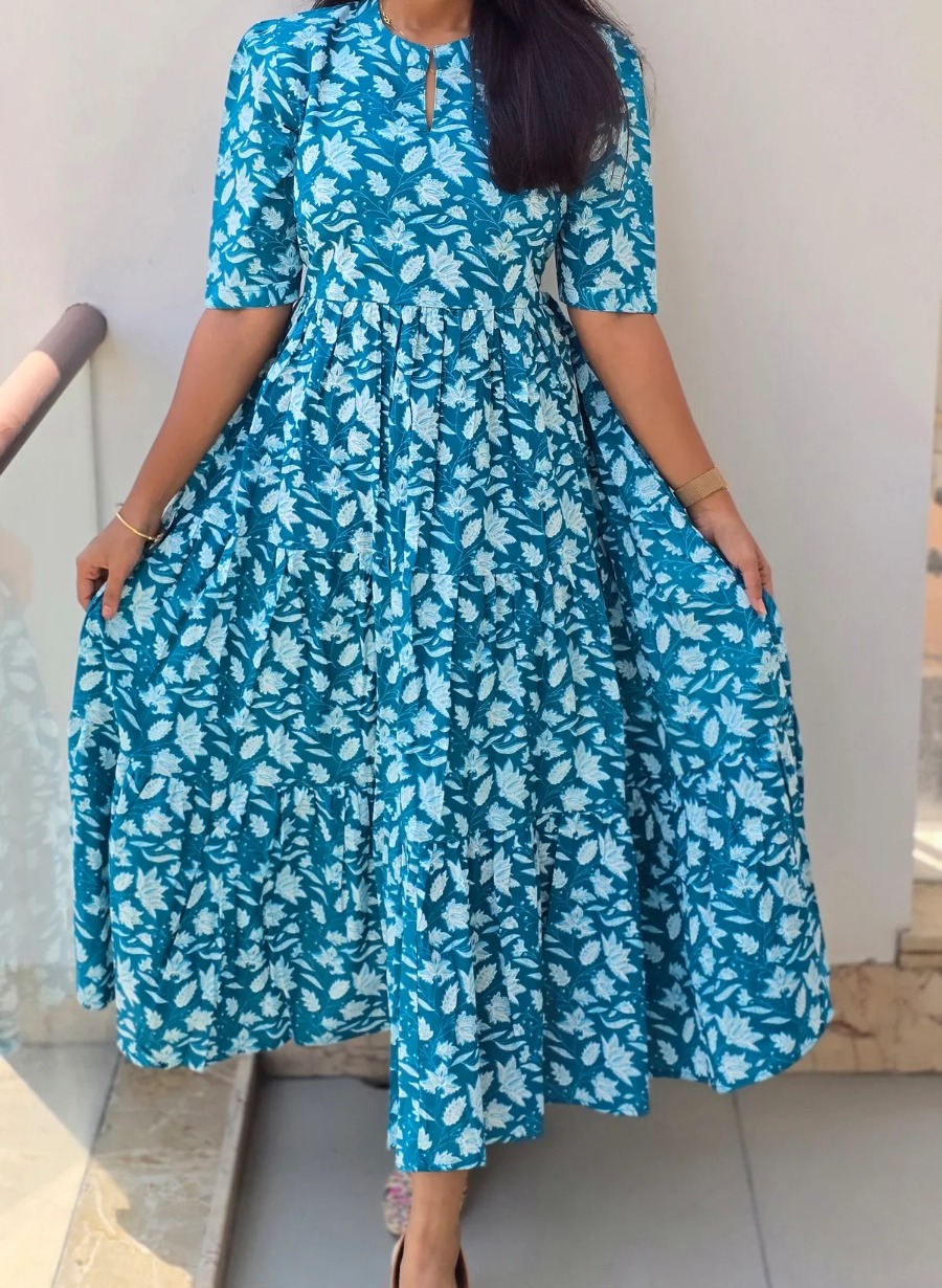 Anbarasi: Stylish Jaipur Cotton Western Maxi with Pocket – Aarral Kurtis & Kurtas