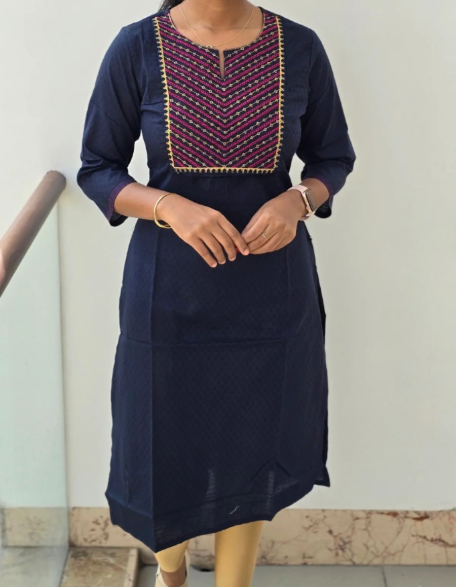 Anbarasi: Embroidered Straight Cut Rayon Kurtis with Pocket - 40-Inch Length, Available in Sizes S to XXL