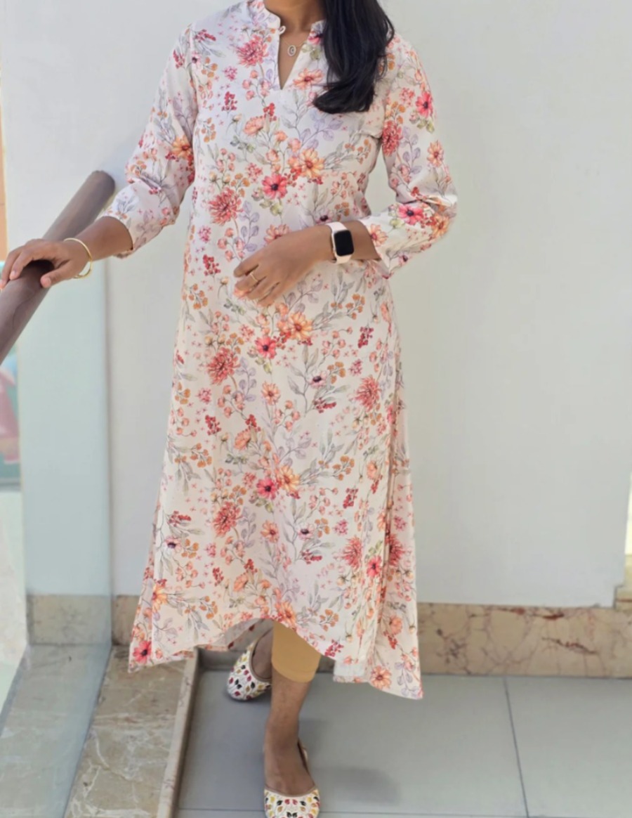 Anbarasi: A-Line Silk Cotton Kurtis with Elbow Sleeves, No Lining – Available in Sizes S to XXL