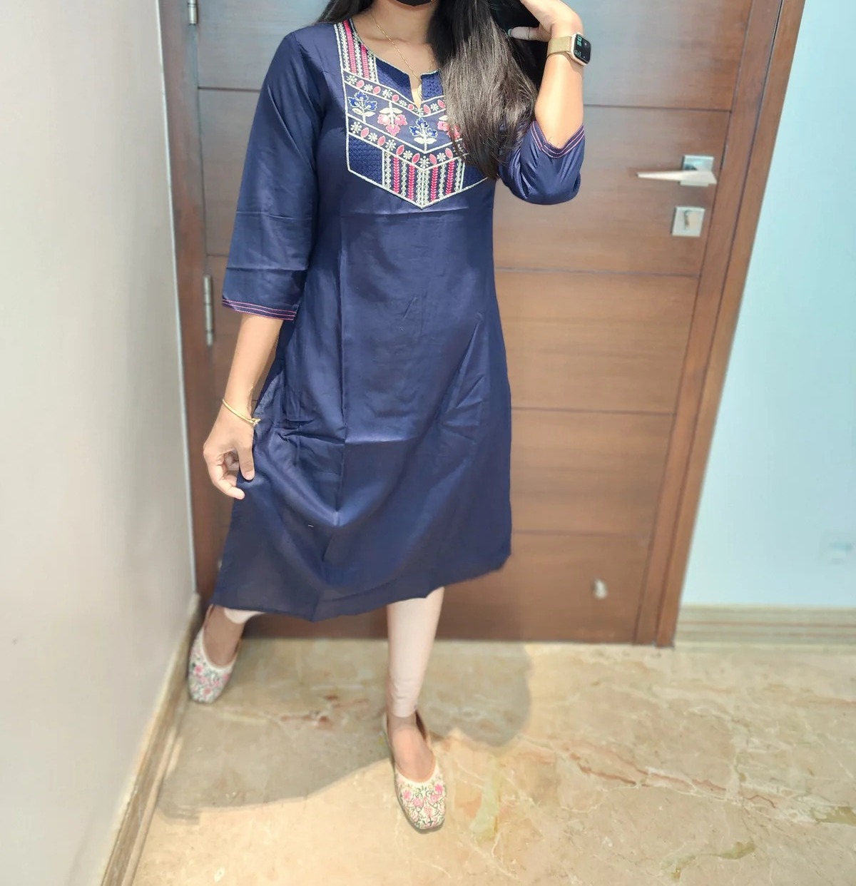 Anbarasi: Rayon Straight Cut Embroidered Kurtis for Women - Elegant Kurtas India