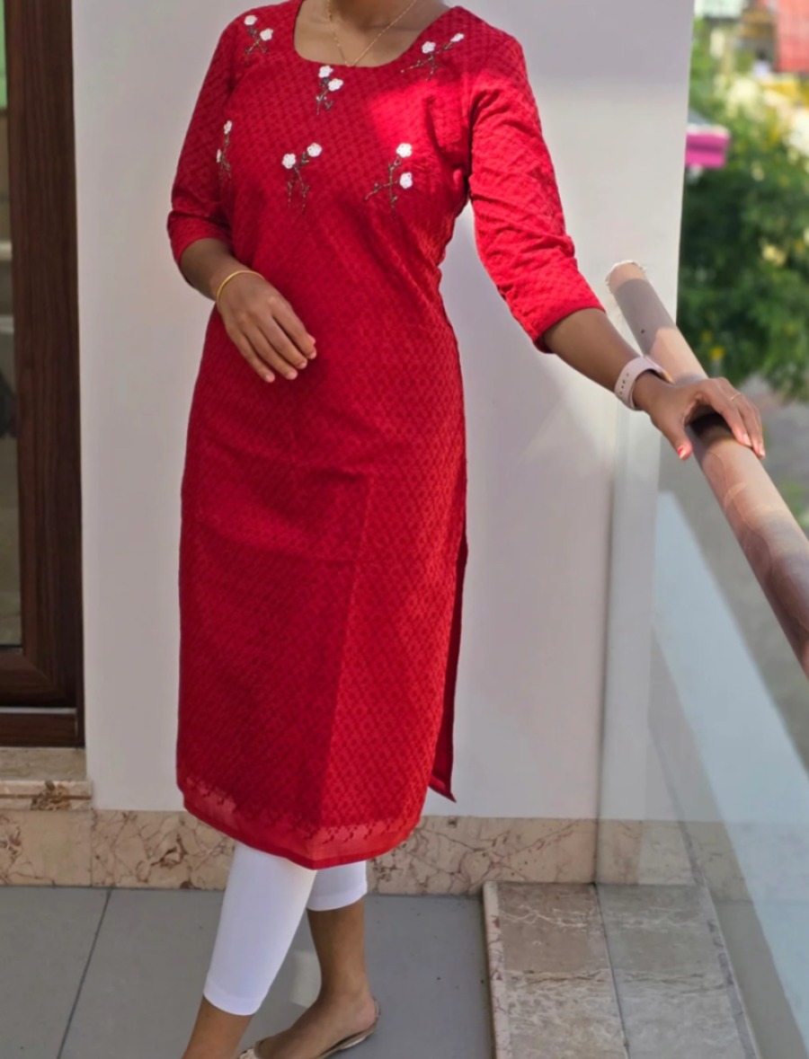 Anbarasi: Hakoba cotton straight cut kurtis 