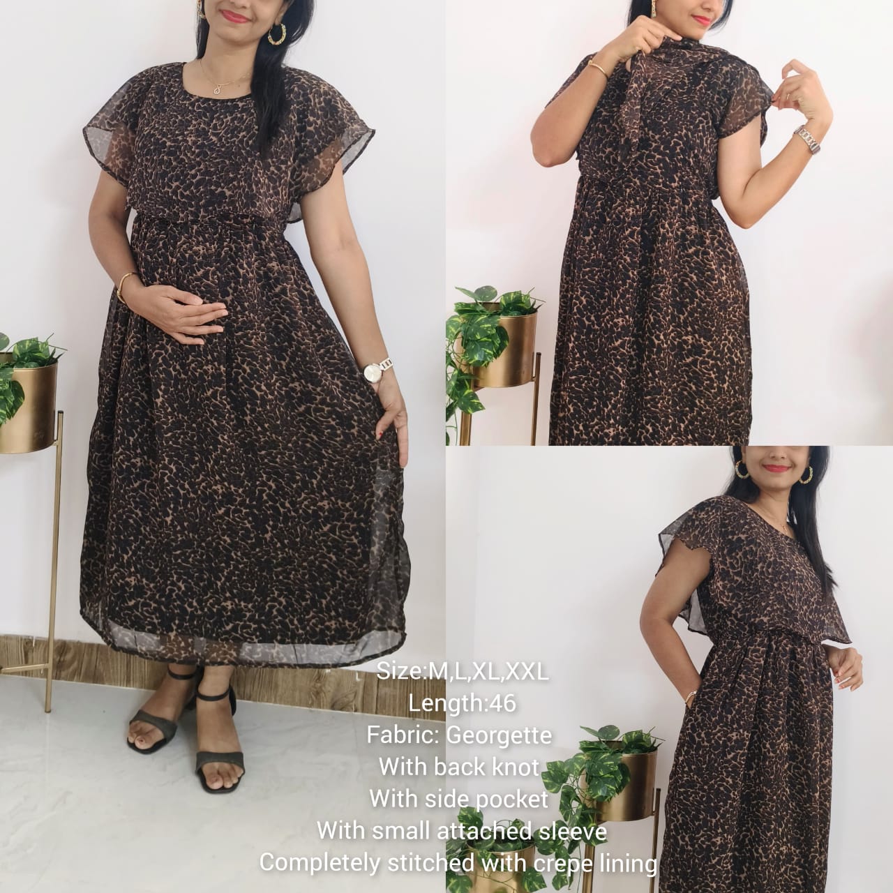 Anbarasi: Georgette cape feeding dress with side pocket 