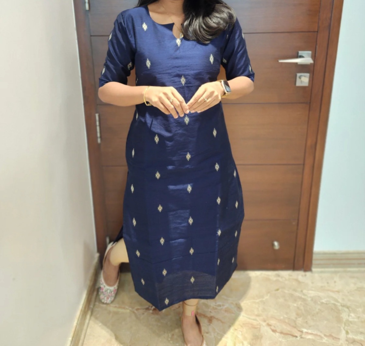 Raw Silk Straight Cut Kurti with Lining – Elegant Kurtis & Kurtas by Aarral