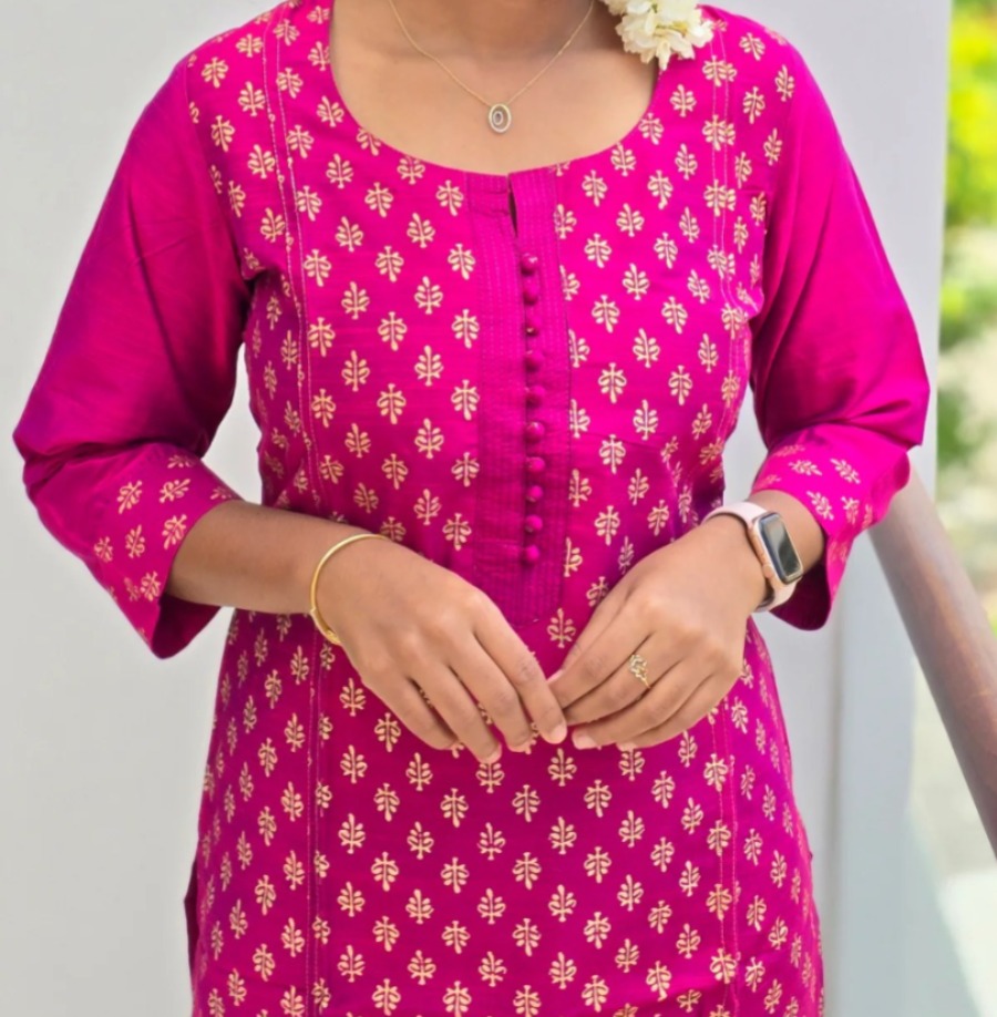 Anbarasi: Straight Cut Silk Cotton Kurti with Embroidery - 44 Inch, S to XXL
