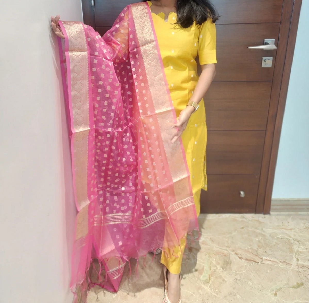 Anbarasi: Handloom Raw Silk Salwar Set with Dupatta – Elegant Ethnic Wear by Aarral