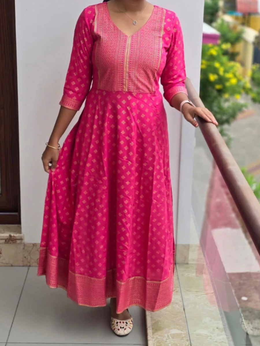 Anbarasi: Lyfix Premium Rayon Anarkali Dress – Elegant & Comfortable | Sizes S-XXL