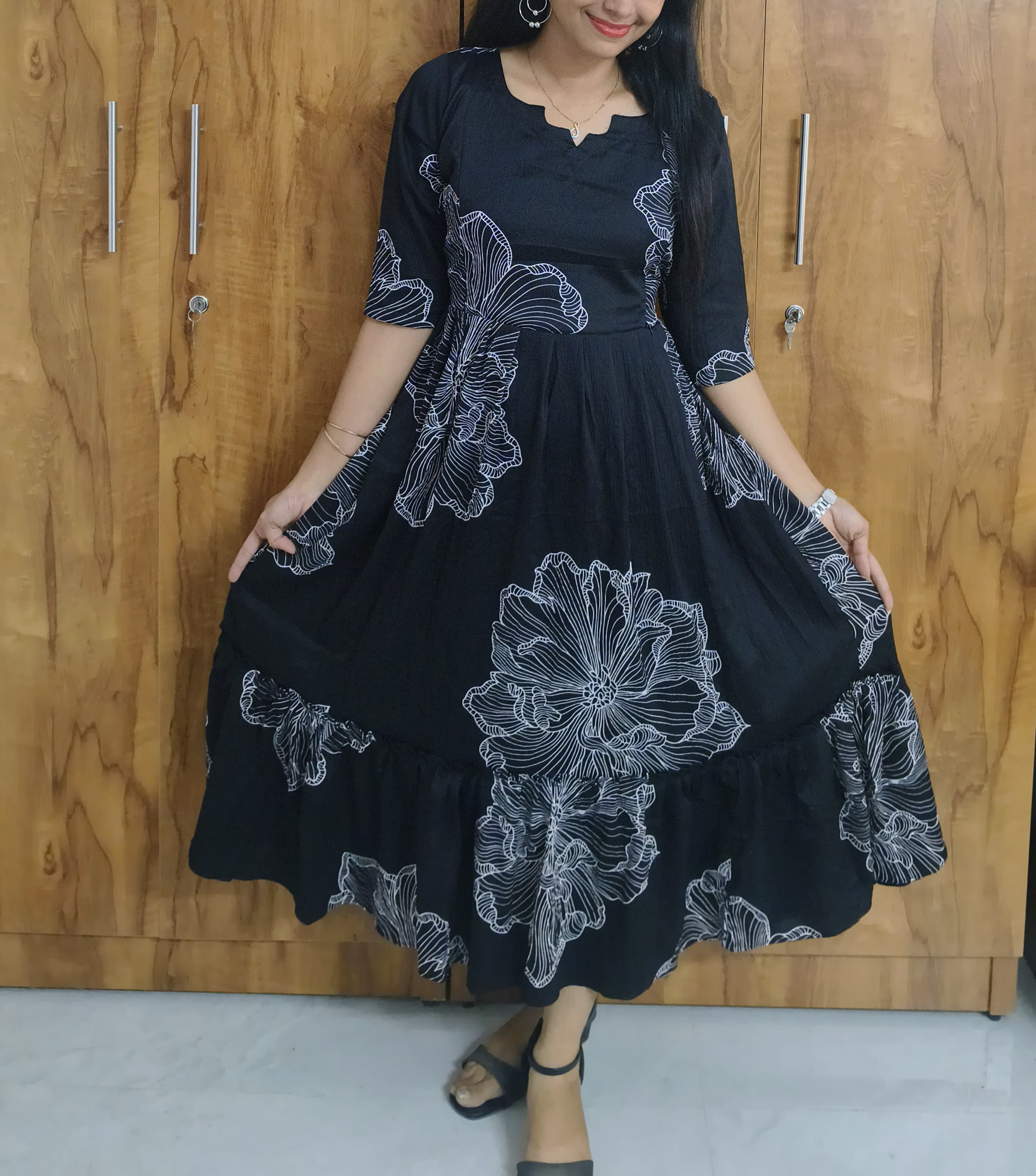 Delta Crepe Maternity & Feeding Dress with Full Lining