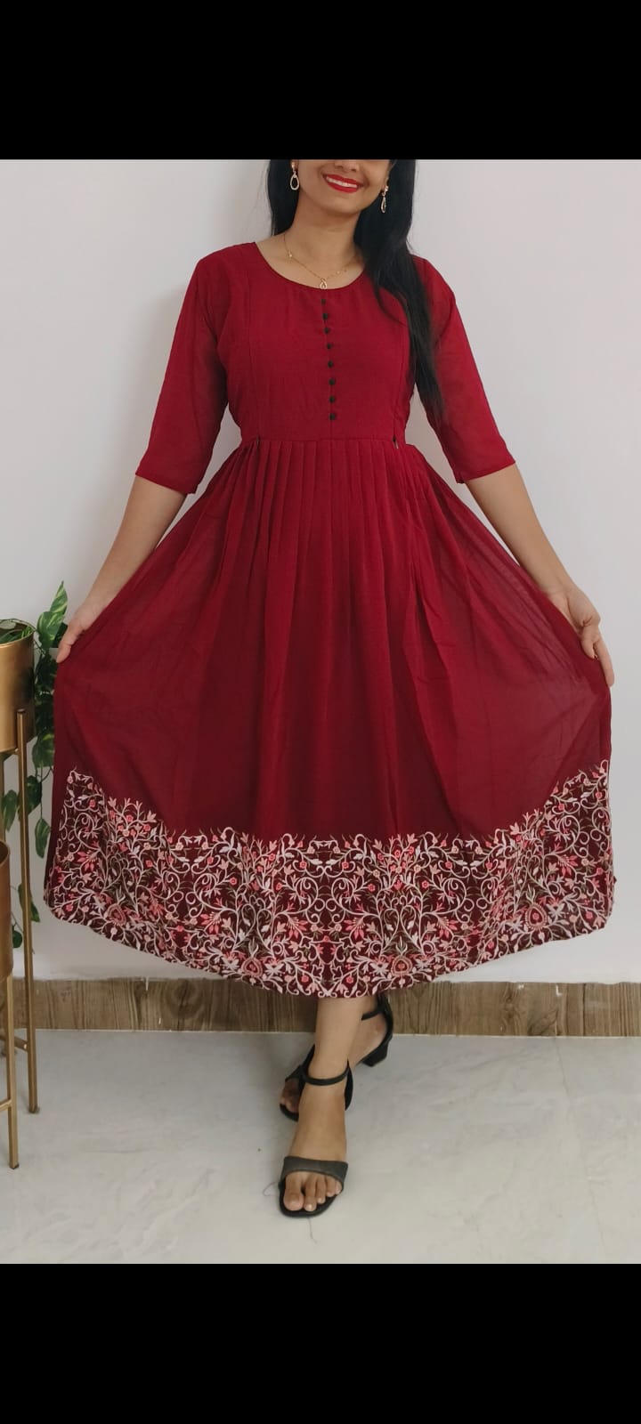 Georgette trendy feeding kurti with lining