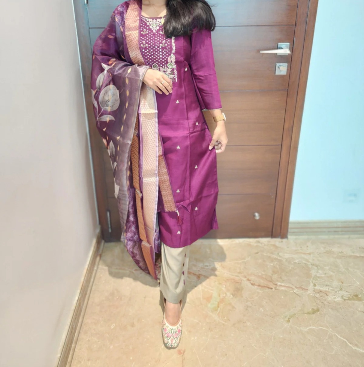 Anbarasi: Vichitra Silk Salwar Set: Elegant Indian Dress Online