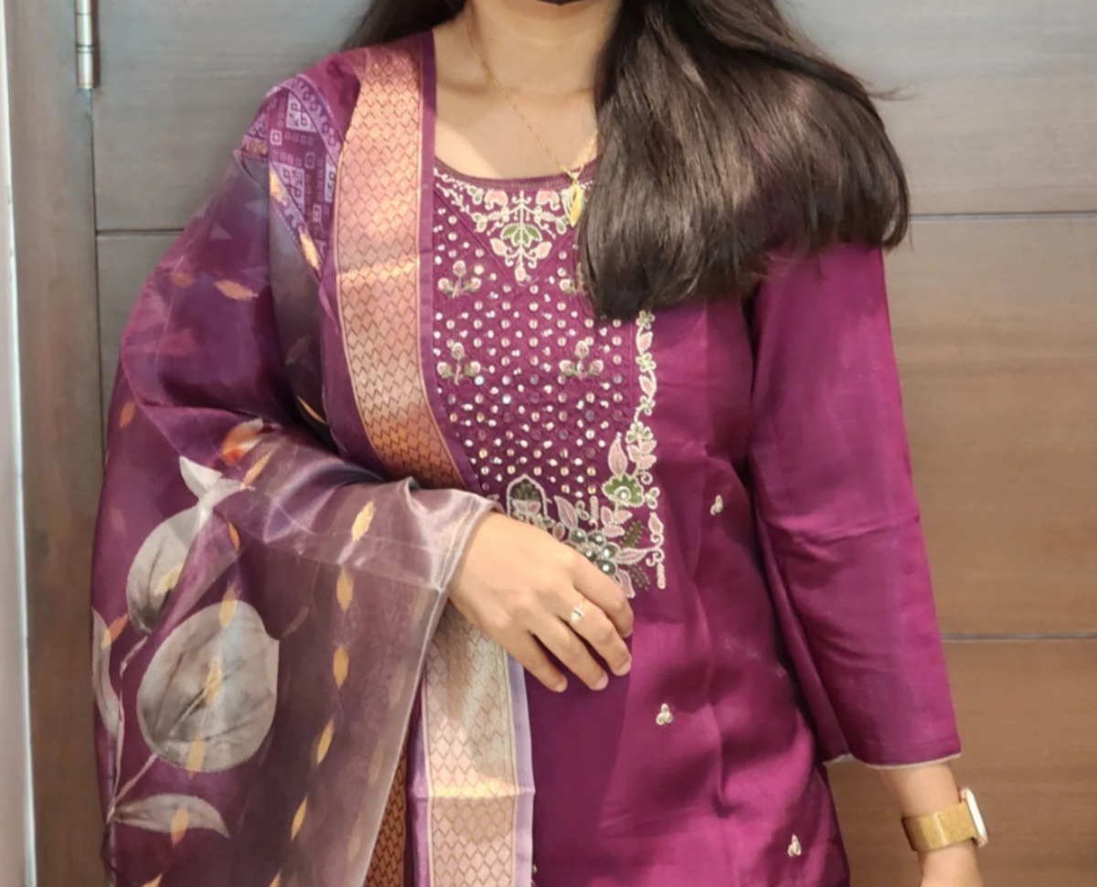 Anbarasi: Vichitra Silk Salwar Set: Elegant Indian Dress Online