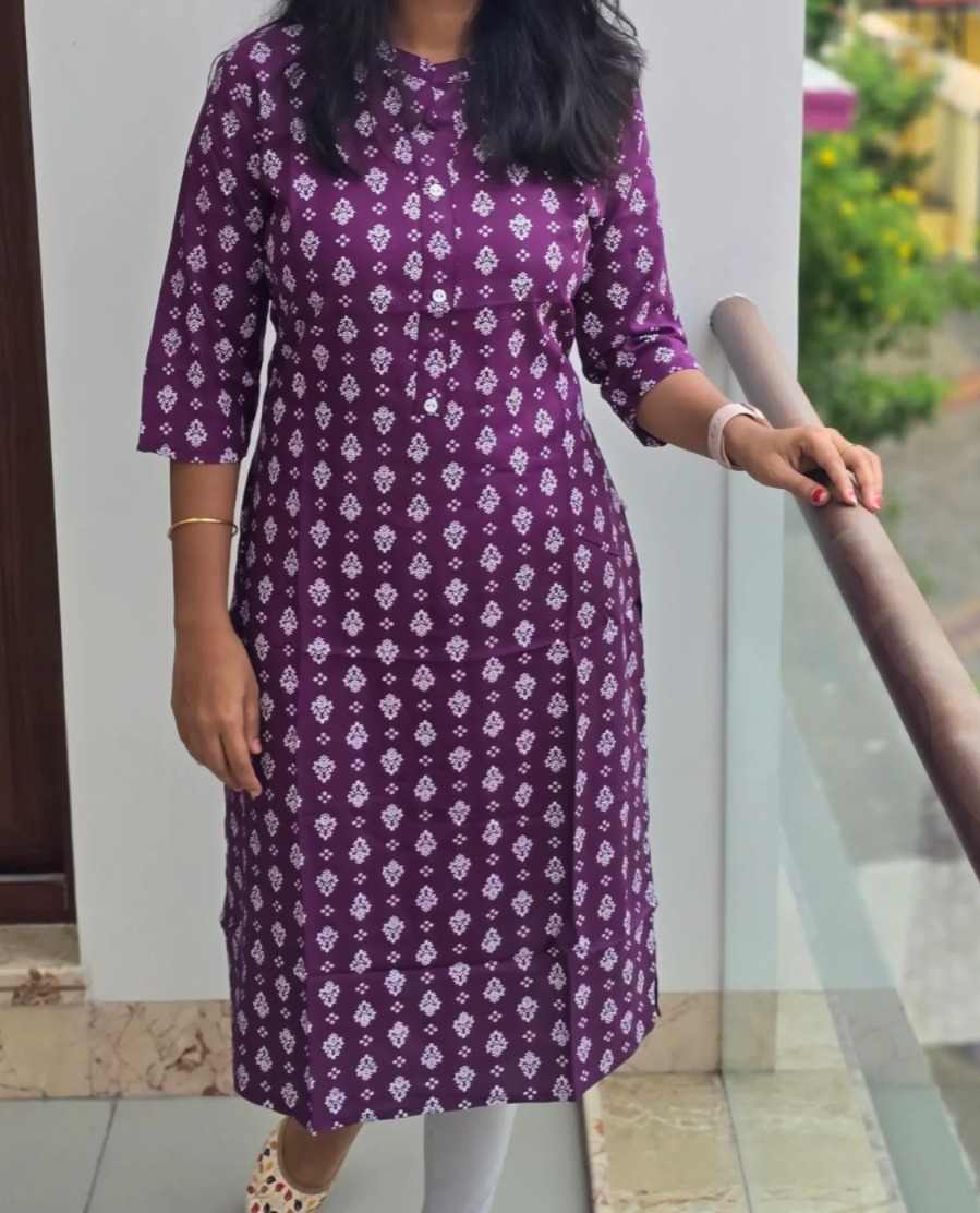 Anbarasi: Rayon Straight Cut Kurti with Pocket - 43-inch Length, Sizes S-XXL