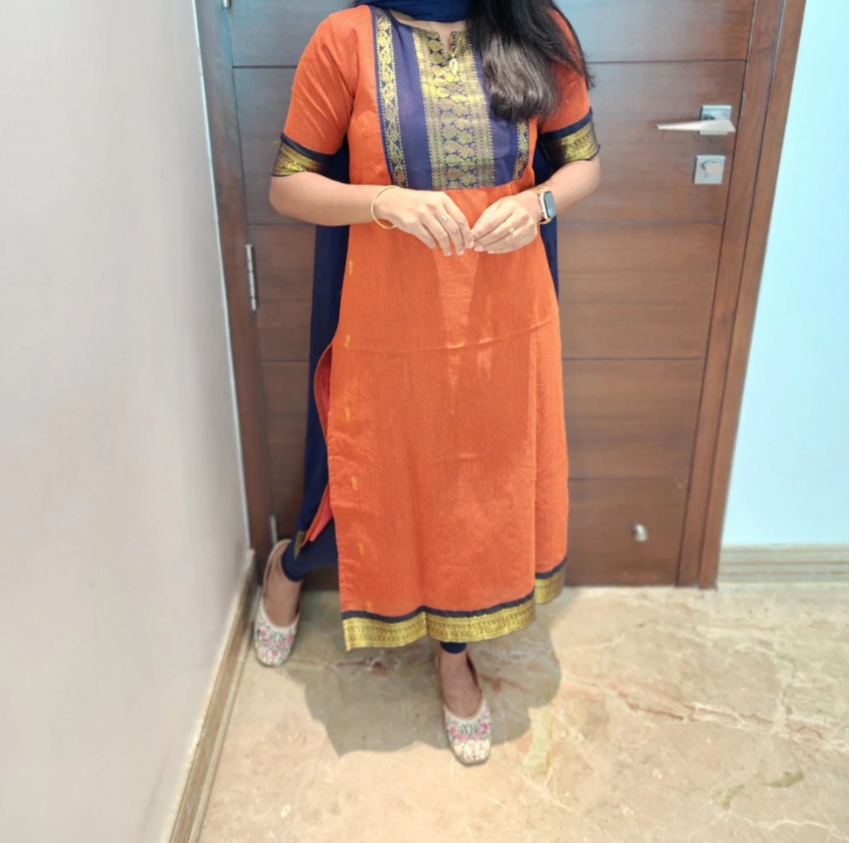 Kanchi cotton straight cut kurti with lining