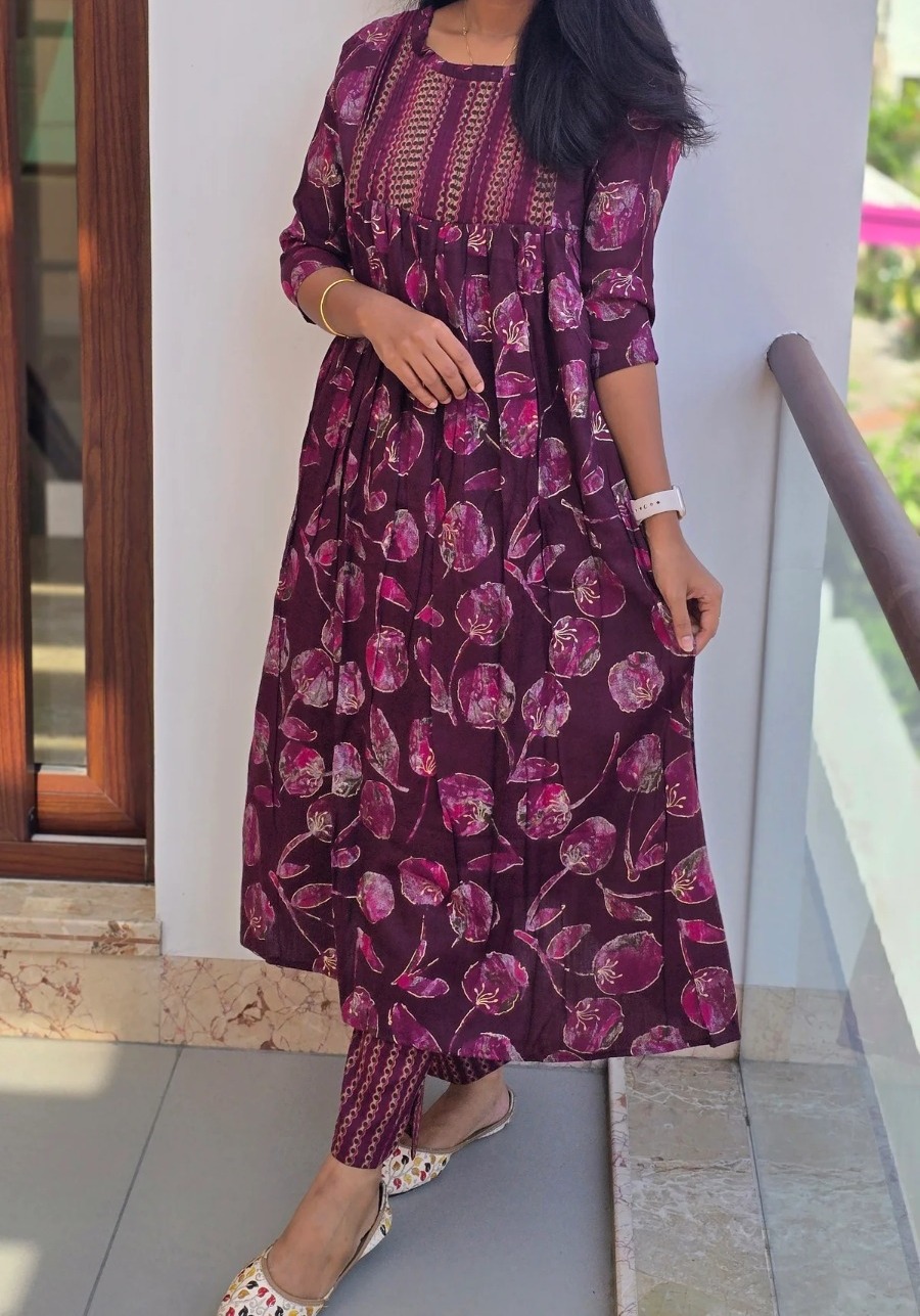 Anbarasi: Rayon Kurti Pant Cord Set for Women | Stylish Ethnic Co-ord by Aarral
